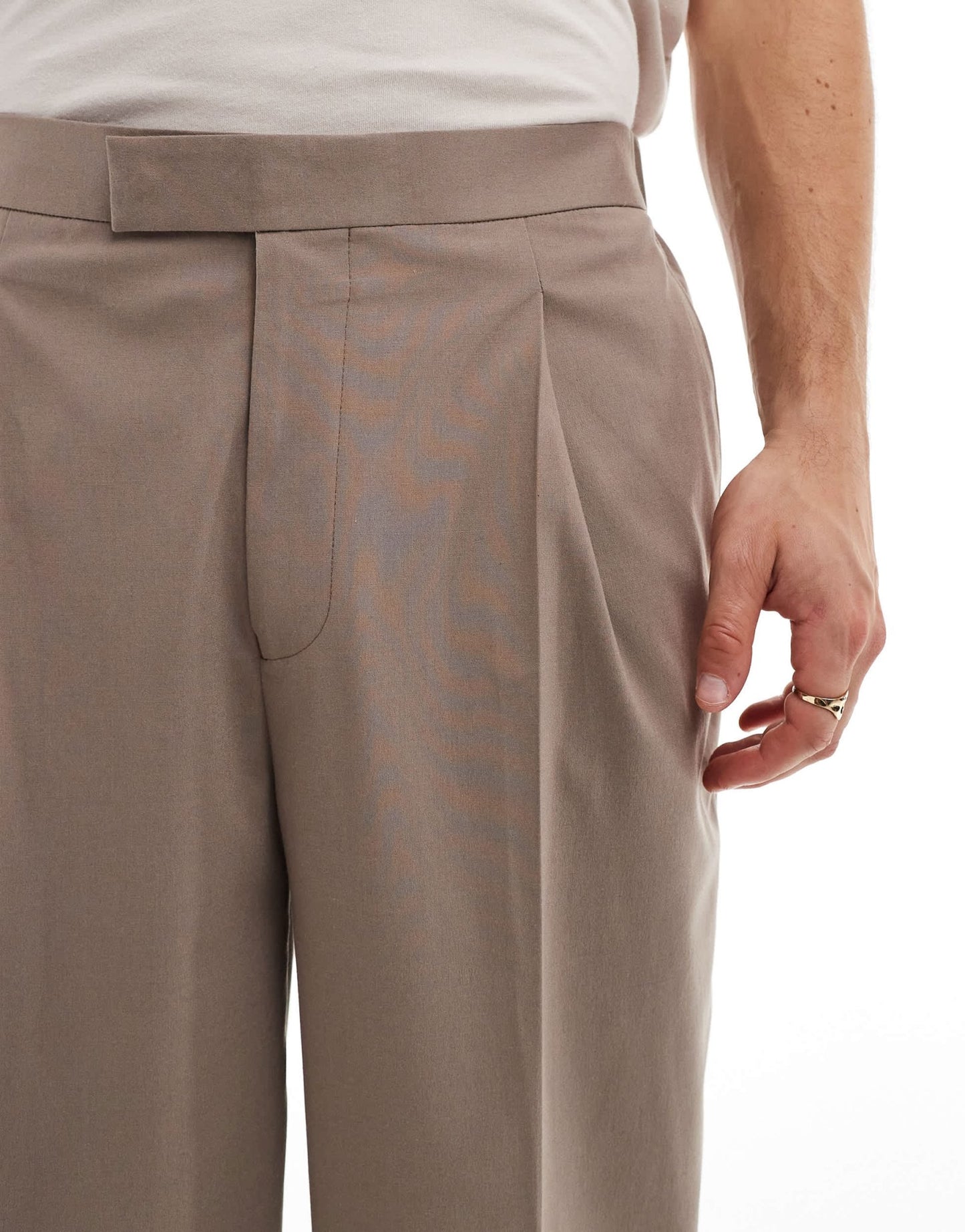 ASOS DESIGN smart oversized tapered trousers in stone with half elasticated waist - ASOS Sample Sale