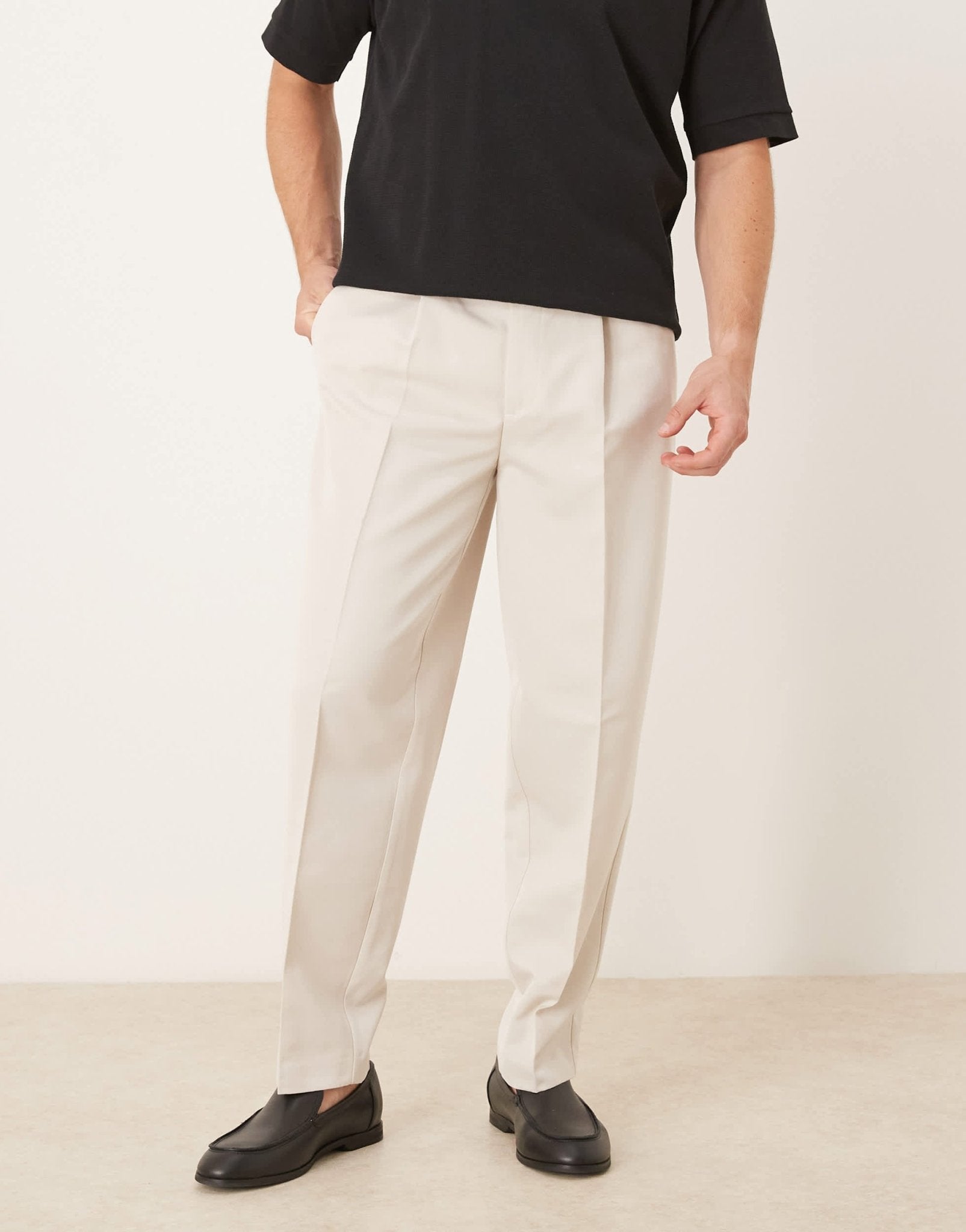 ASOS DESIGN smart oversized tapered trousers with front pleat in ecru - ASOS Sample Sale