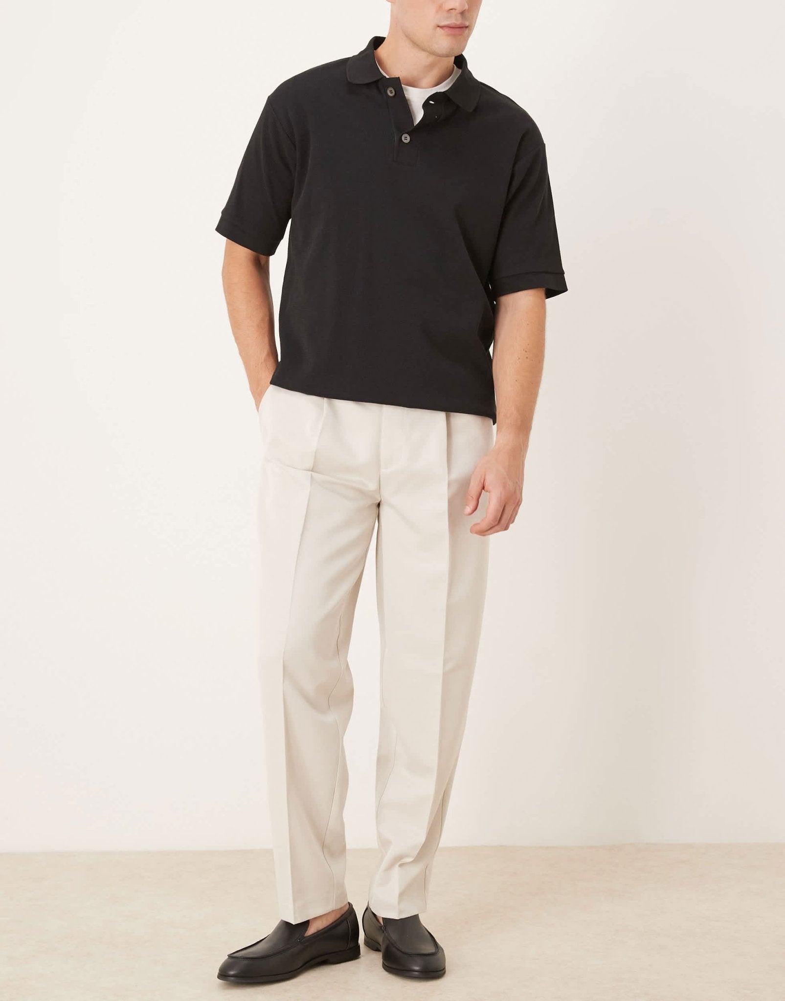ASOS DESIGN smart oversized tapered trousers with front pleat in ecru - ASOS Sample Sale