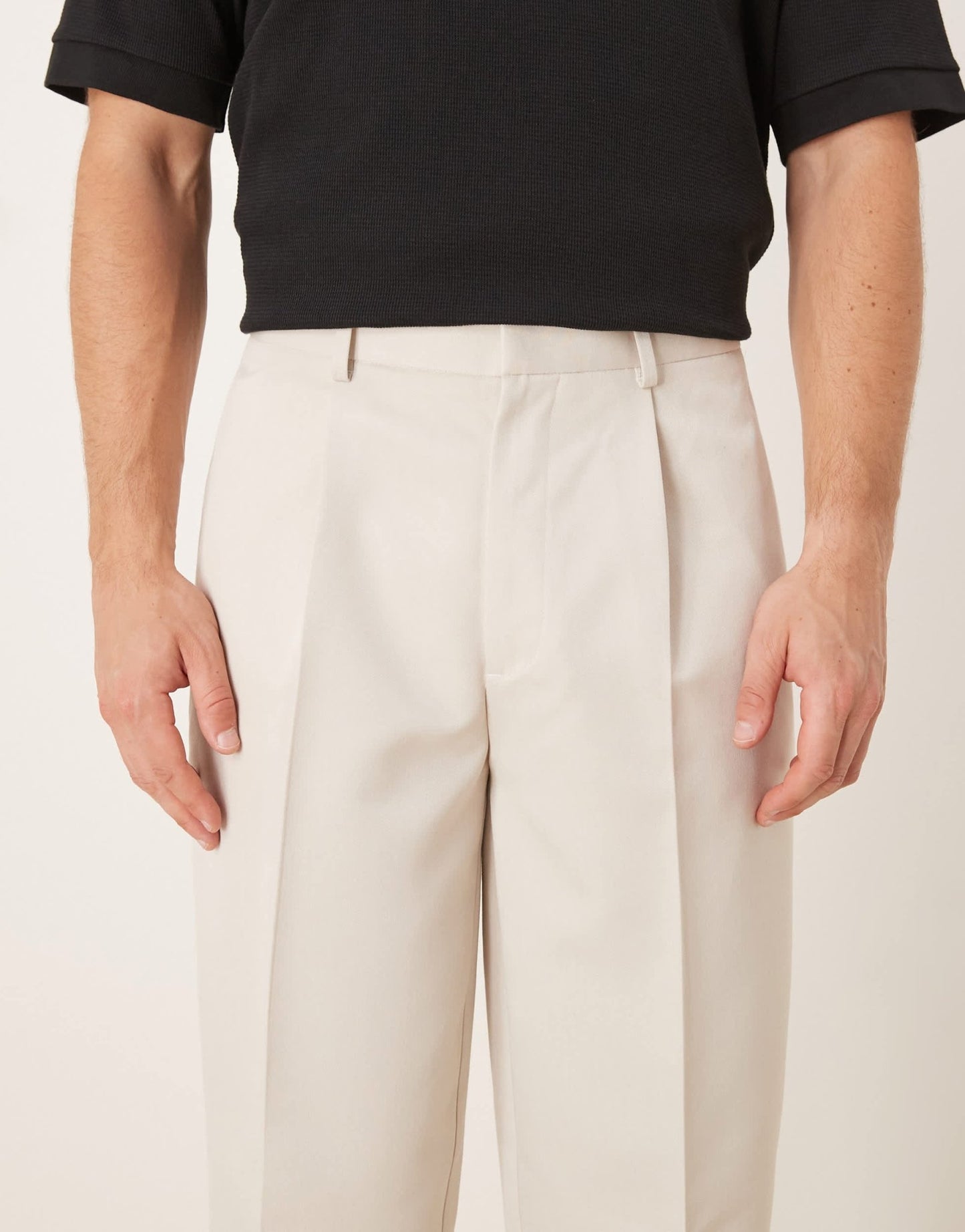 ASOS DESIGN smart oversized tapered trousers with front pleat in ecru - ASOS Sample Sale