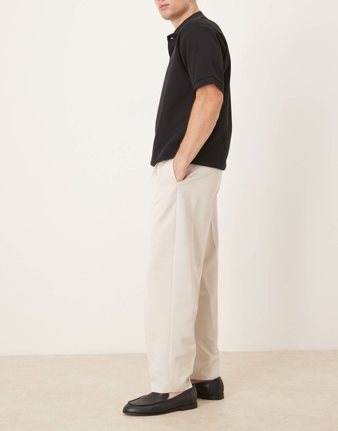 ASOS DESIGN smart oversized tapered trousers with front pleat in ecru - ASOS Sample Sale