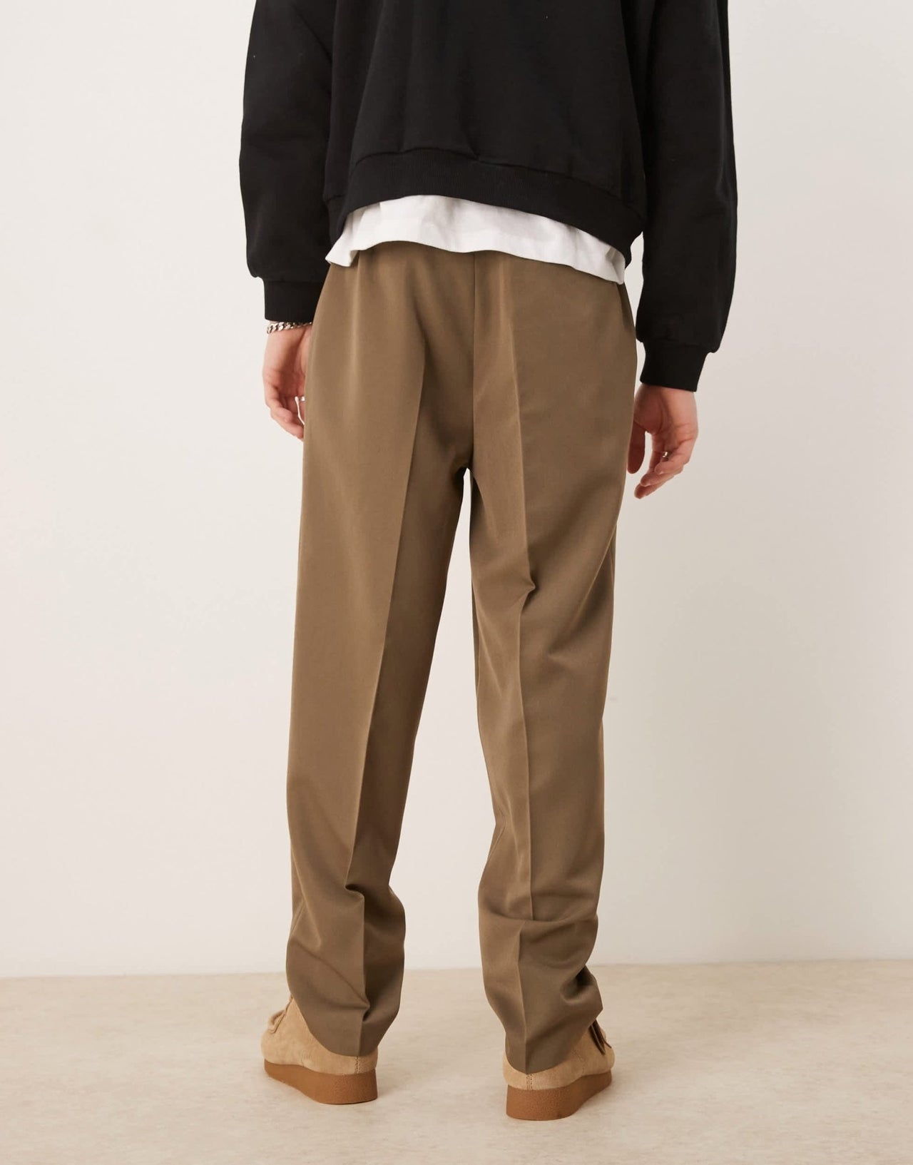 ASOS DESIGN smart oversized tapered trousers with front pleat in khaki - ASOS Sample Sale