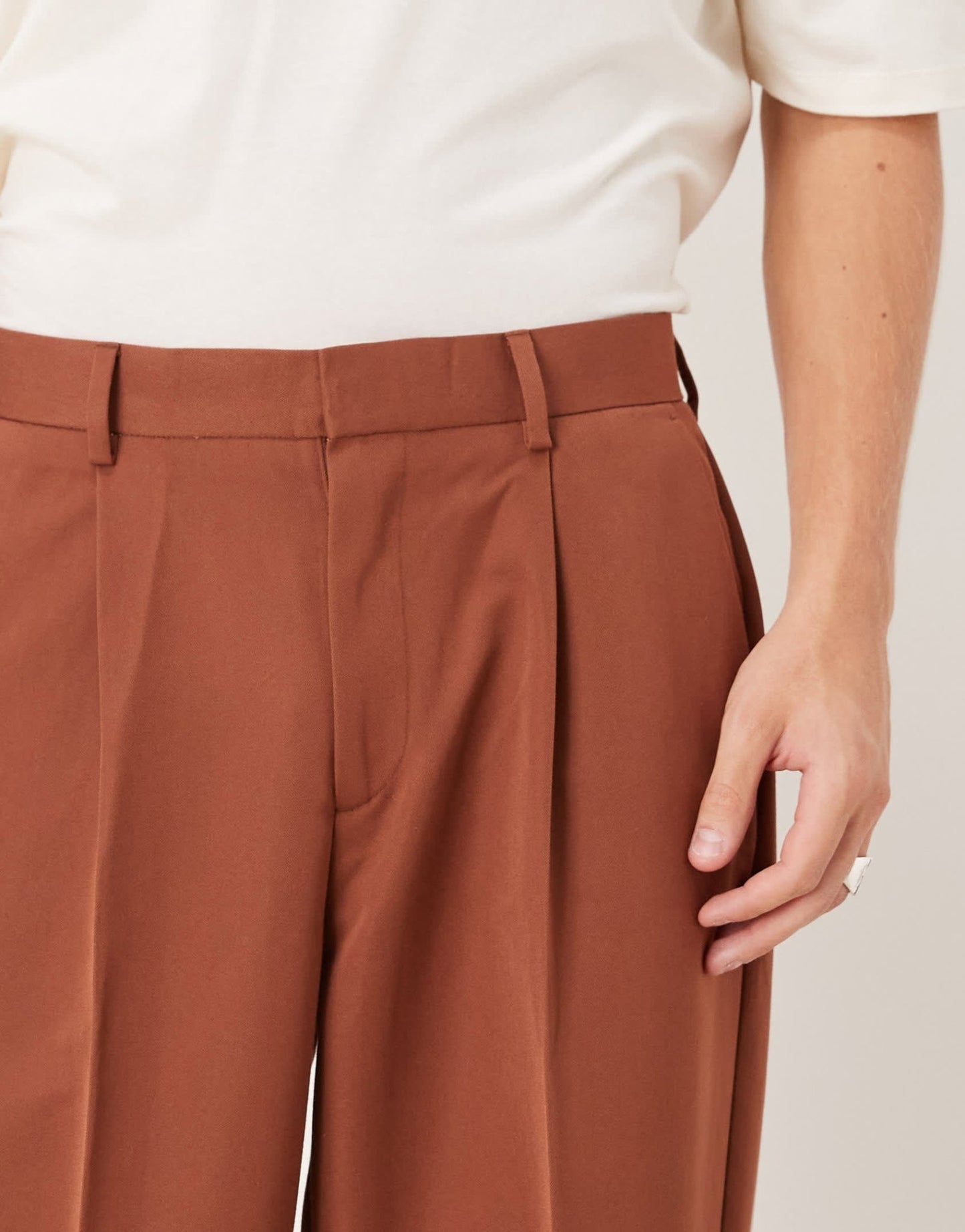 ASOS DESIGN smart oversized tapered trousers with front pleat in rust - ASOS Sample Sale