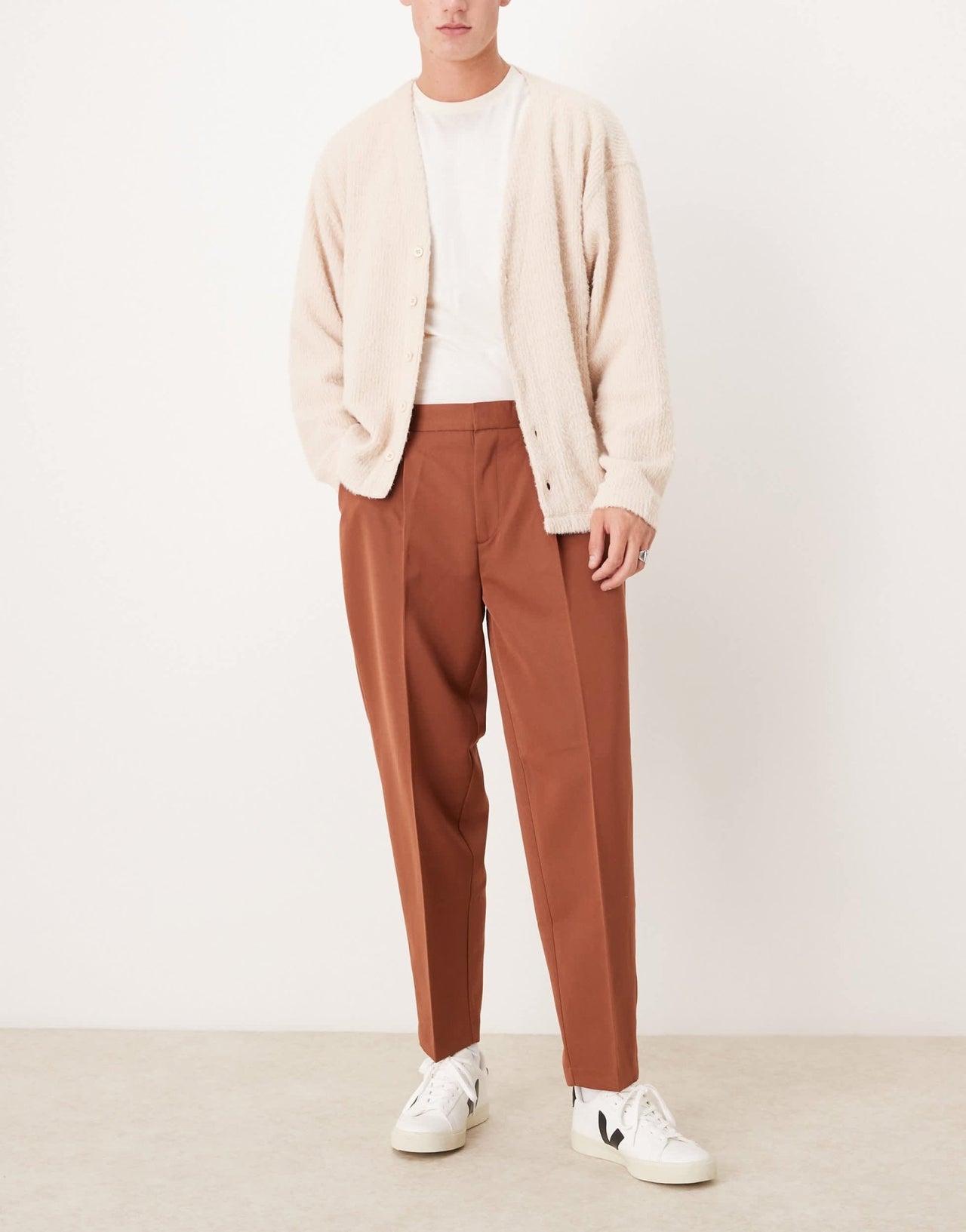 ASOS DESIGN smart oversized tapered trousers with front pleat in rust - ASOS Sample Sale