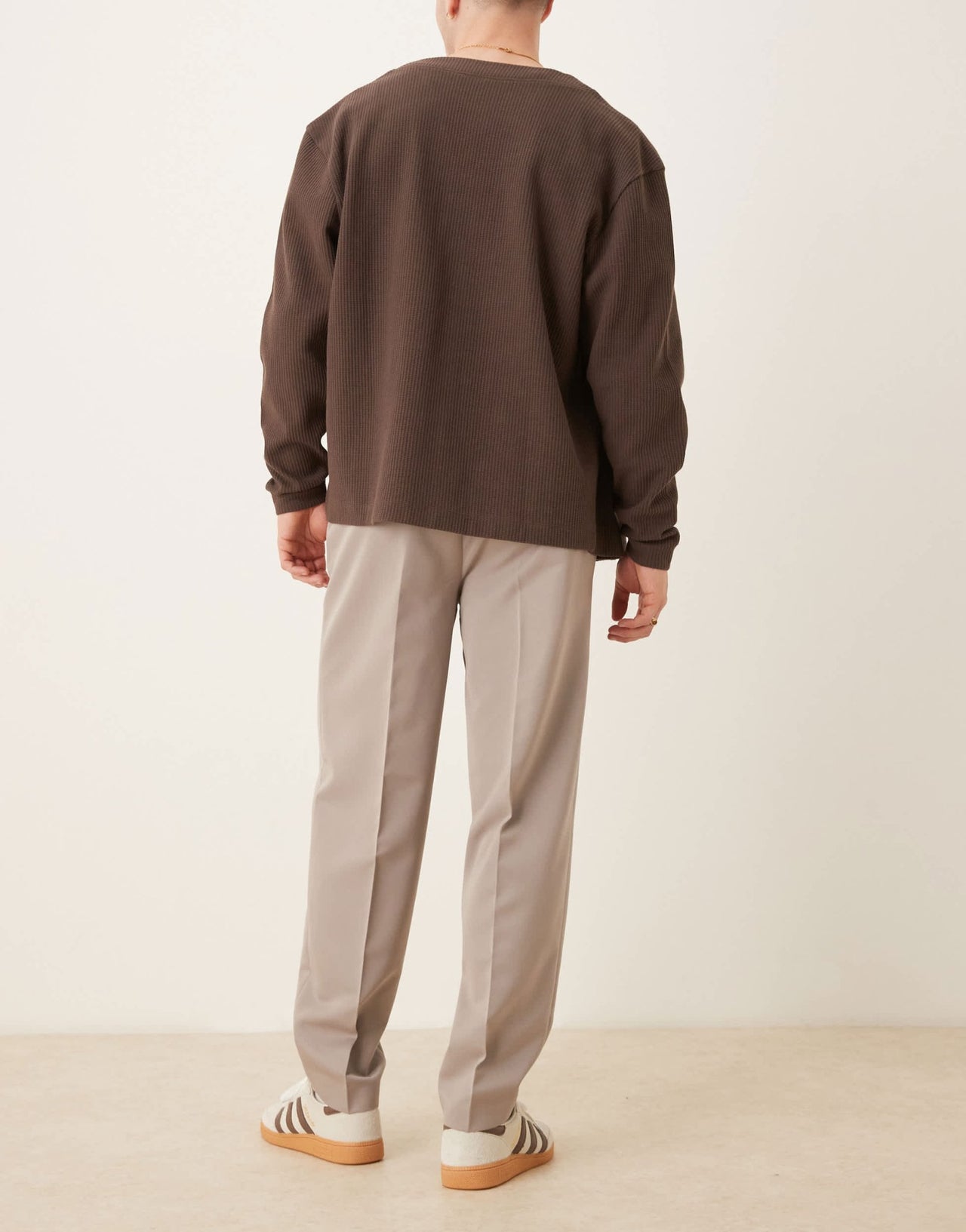 ASOS DESIGN smart oversized tapered trousers with front pleats in dark stone - ASOS Sample Sale
