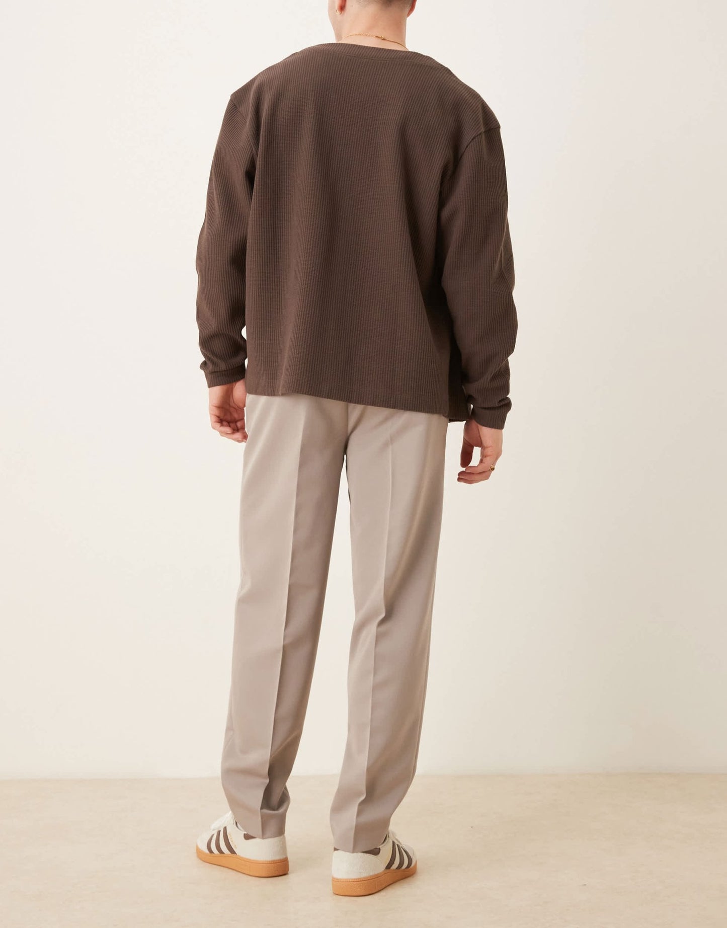 ASOS DESIGN smart oversized tapered trousers with front pleats in dark stone - ASOS Sample Sale