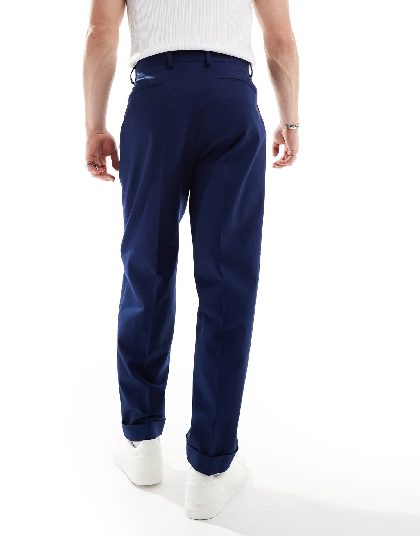 ASOS DESIGN smart premium cotton oversized tapered chino trousers in navy - ASOS Sample Sale