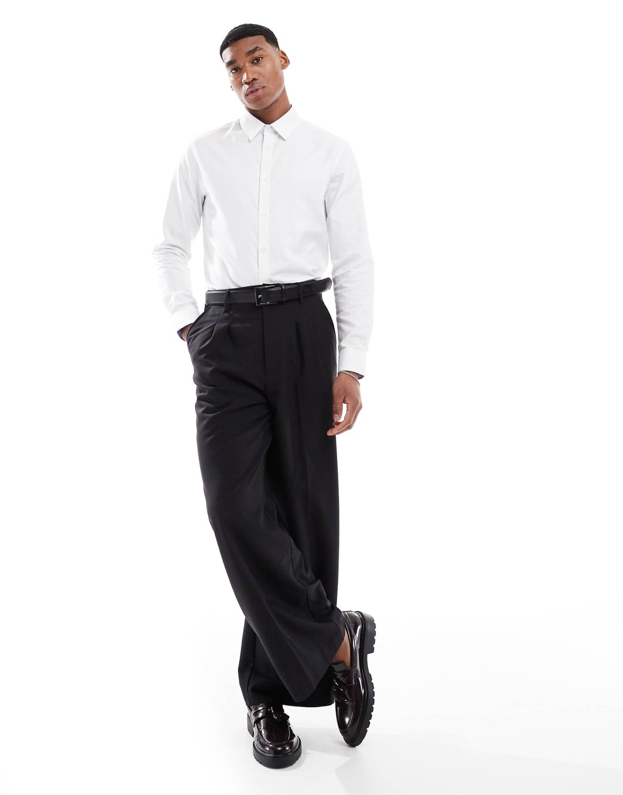 ASOS DESIGN smart slim herringbone shirt in white - ASOS Sample Sale