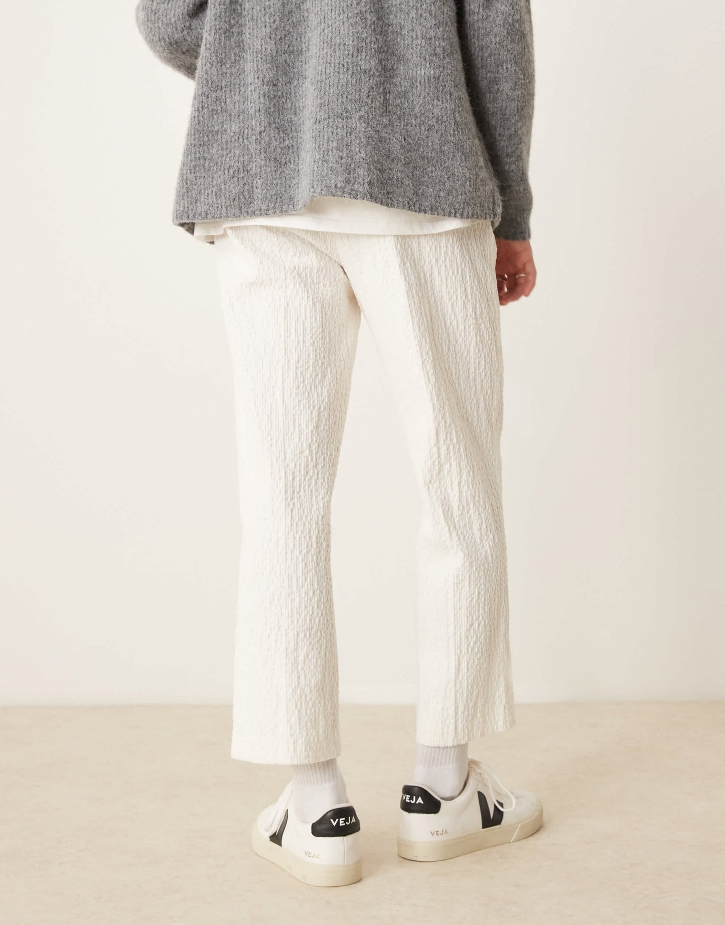 ASOS DESIGN smart straight cropped trousers in white crinkled velvet - ASOS Sample Sale