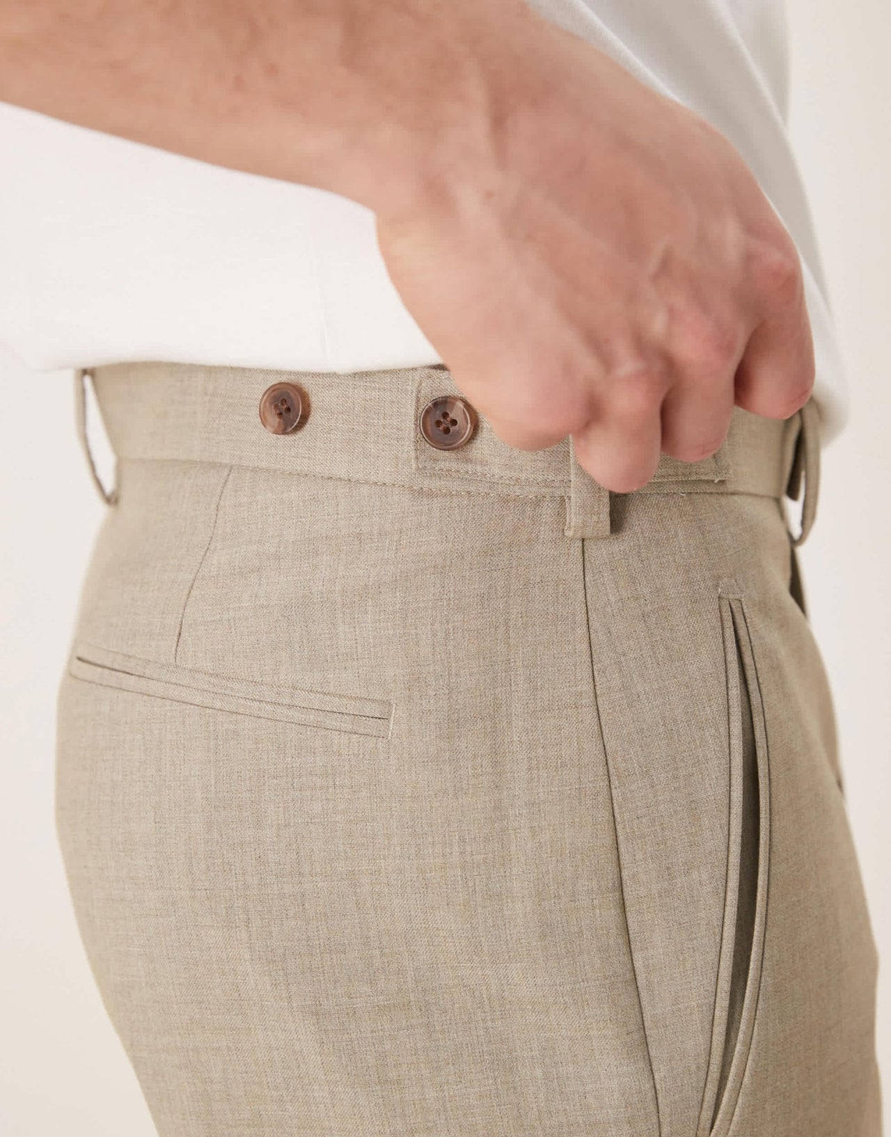 ASOS DESIGN smart straight leg trousers with side adjusters in light stone melange - ASOS Sample Sale