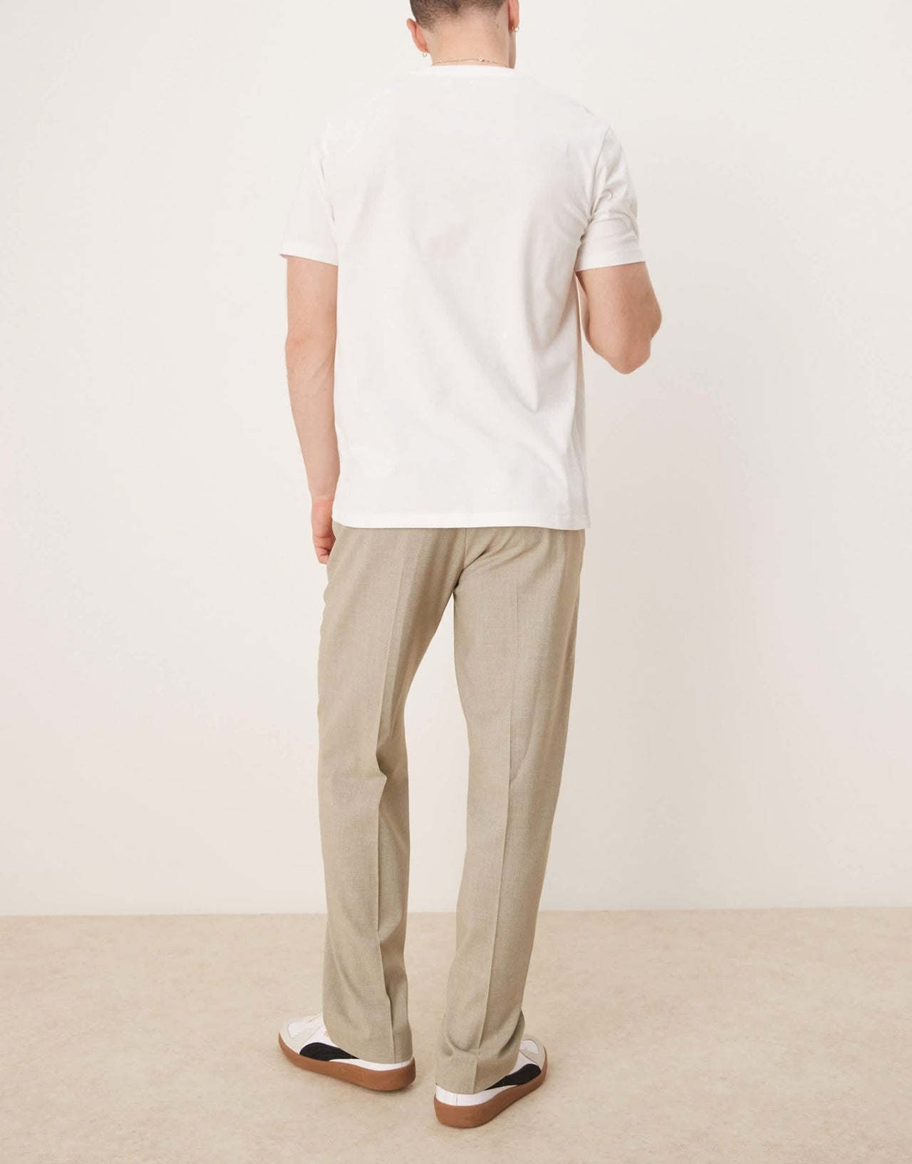 ASOS DESIGN smart straight leg trousers with side adjusters in light stone melange - ASOS Sample Sale