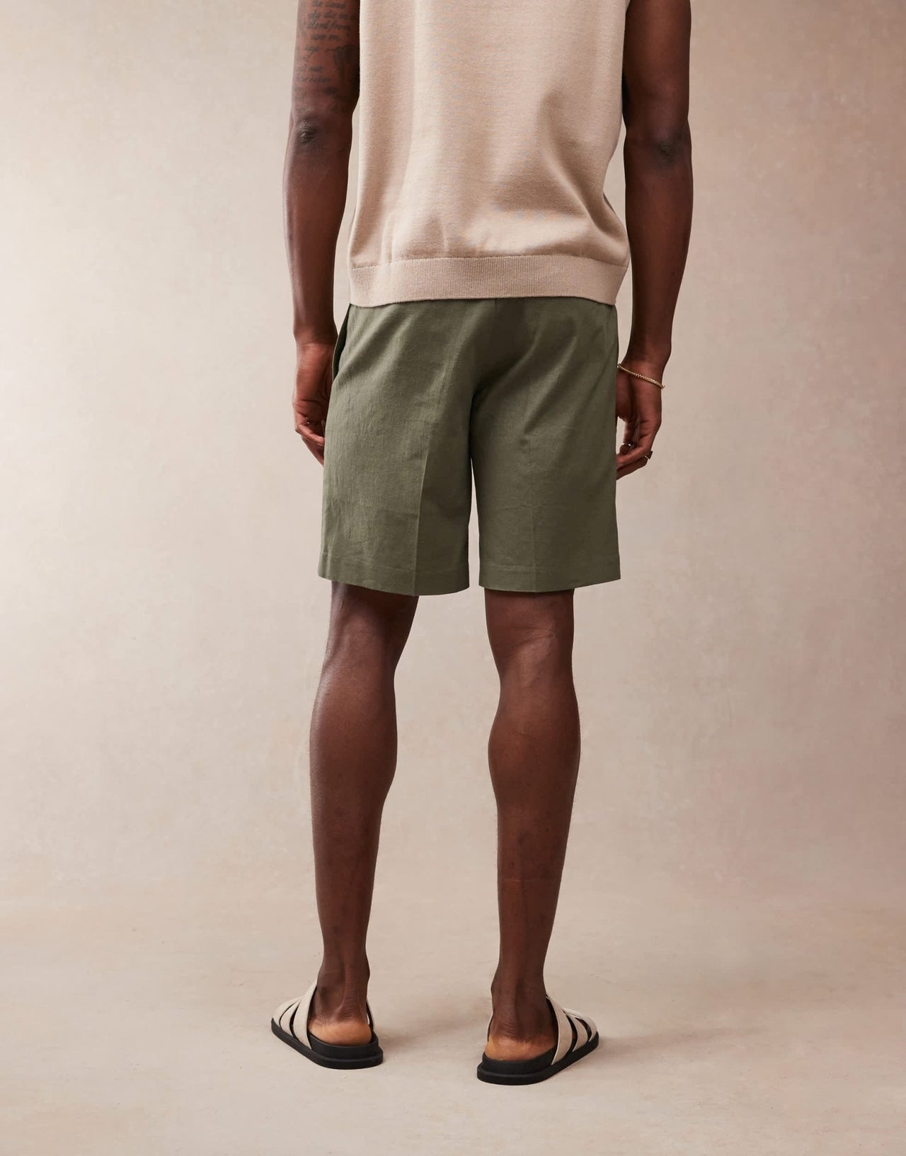 ASOS DESIGN smart straight linen blend shorts in green - ASOS Sample Sale