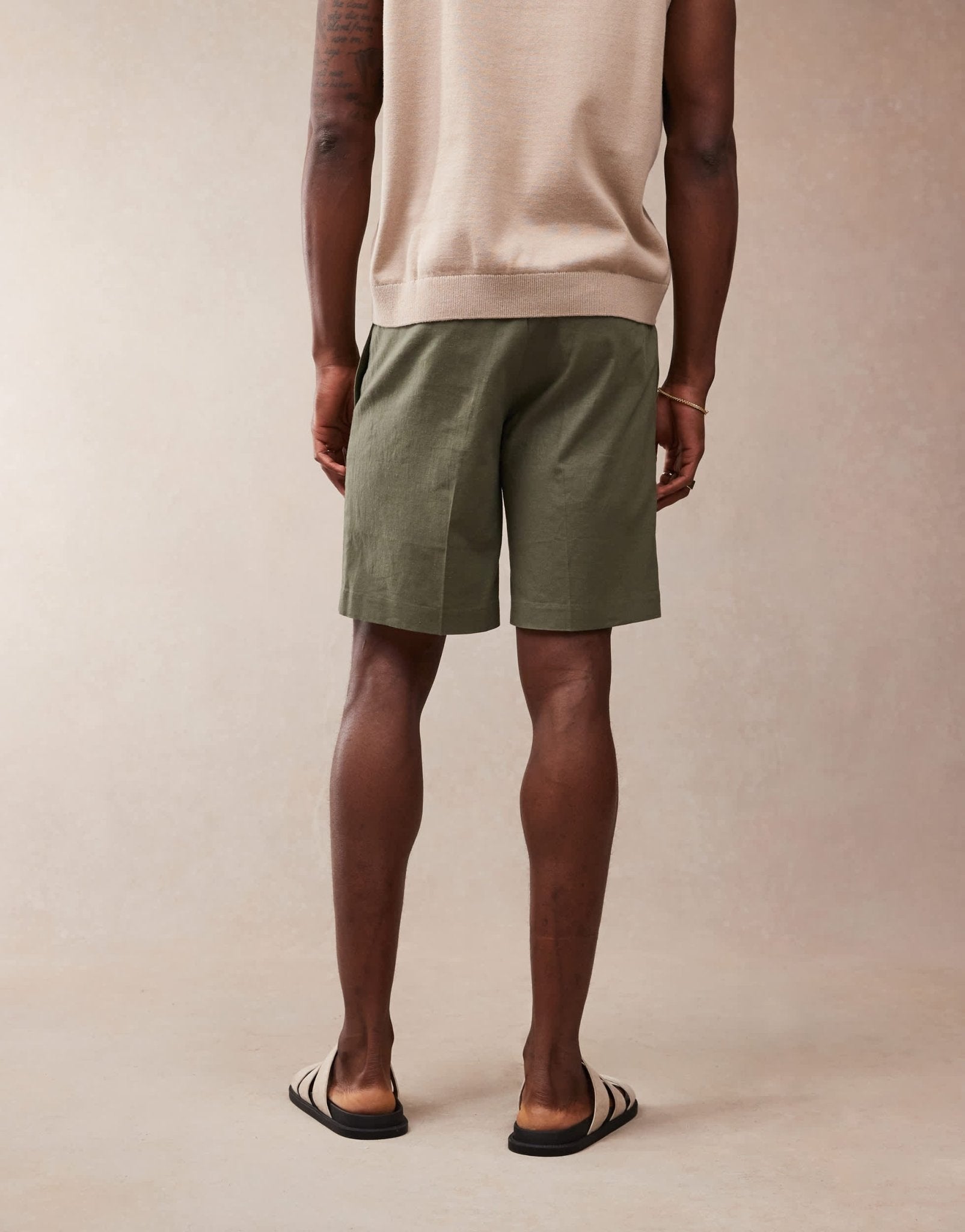 ASOS DESIGN smart straight linen blend shorts in green - ASOS Sample Sale