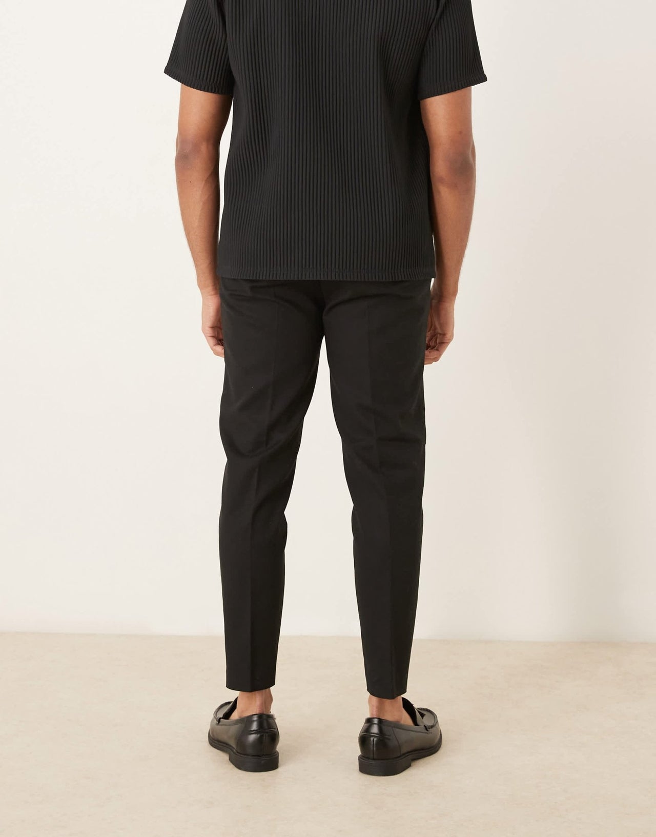 ASOS DESIGN smart tapered cotton chino trousers in black - ASOS Sample Sale