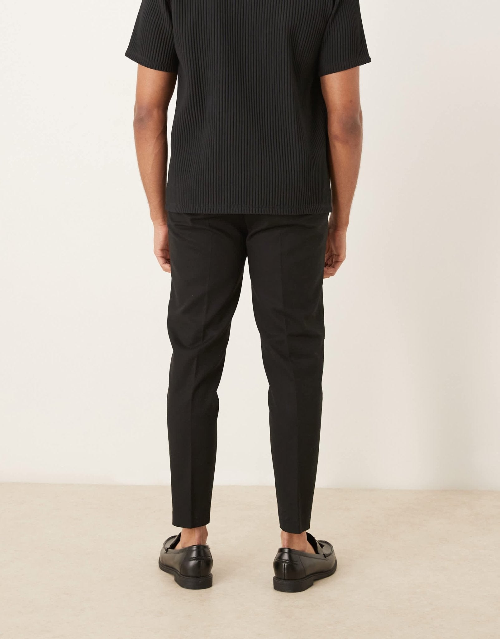 ASOS DESIGN smart tapered cotton chino trousers in black - ASOS Sample Sale