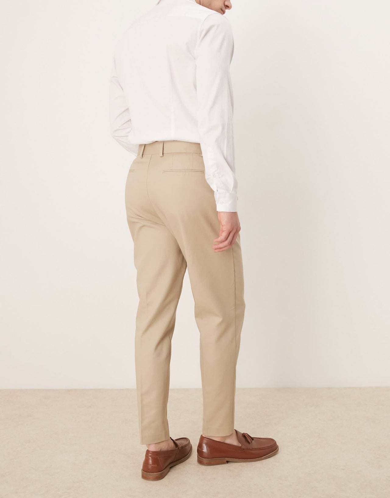 ASOS DESIGN smart tapered cotton chino trousers in camel - ASOS Sample Sale