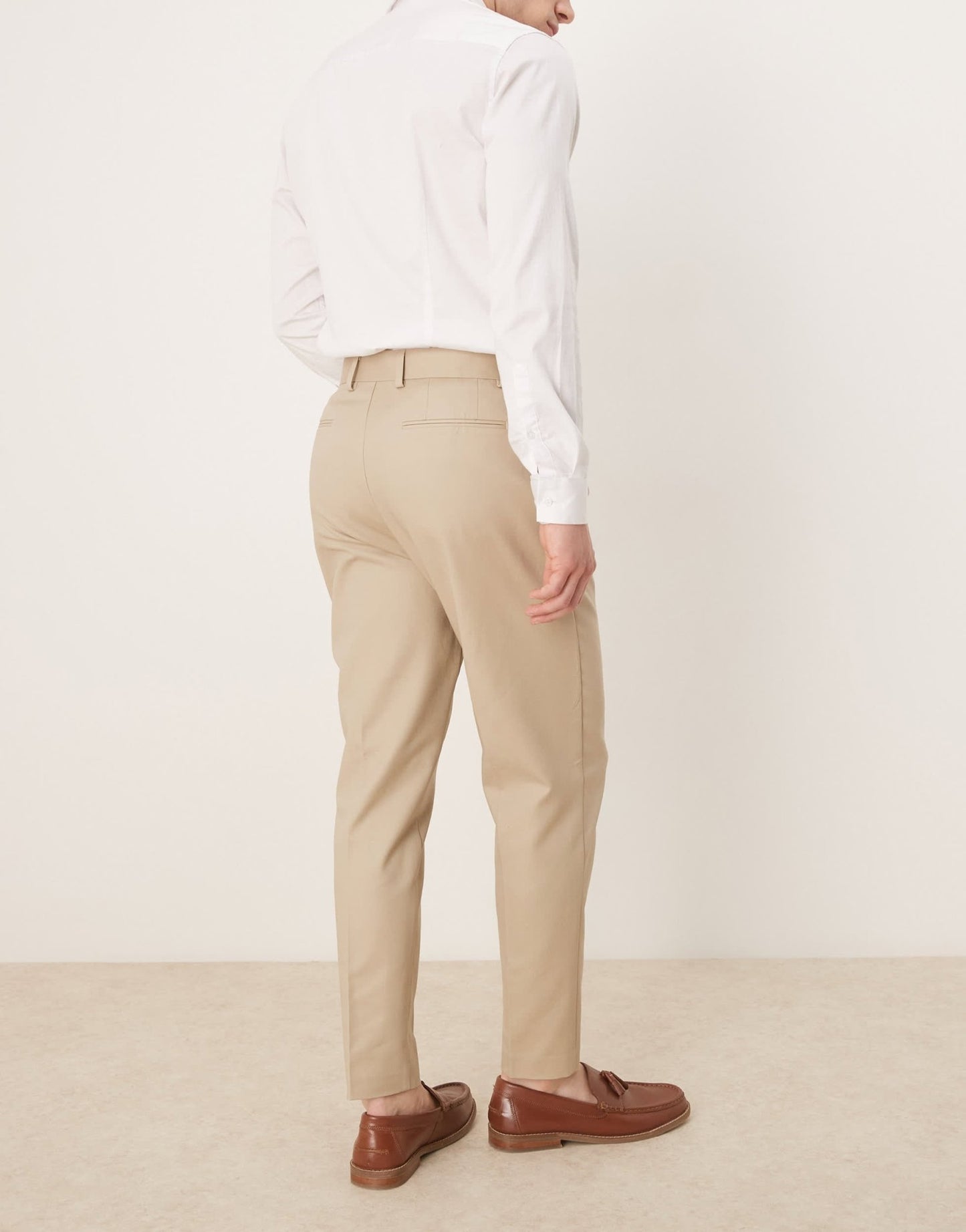 ASOS DESIGN smart tapered cotton chino trousers in camel - ASOS Sample Sale