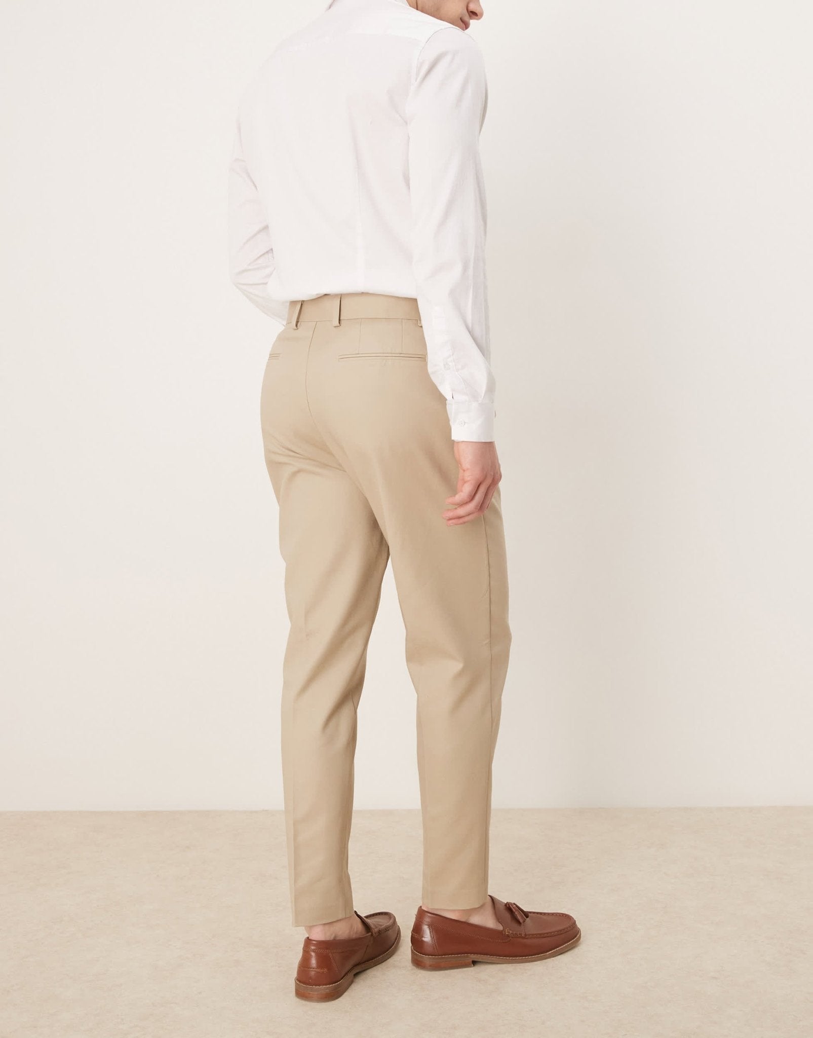 ASOS DESIGN smart tapered cotton chino trousers in camel - ASOS Sample Sale