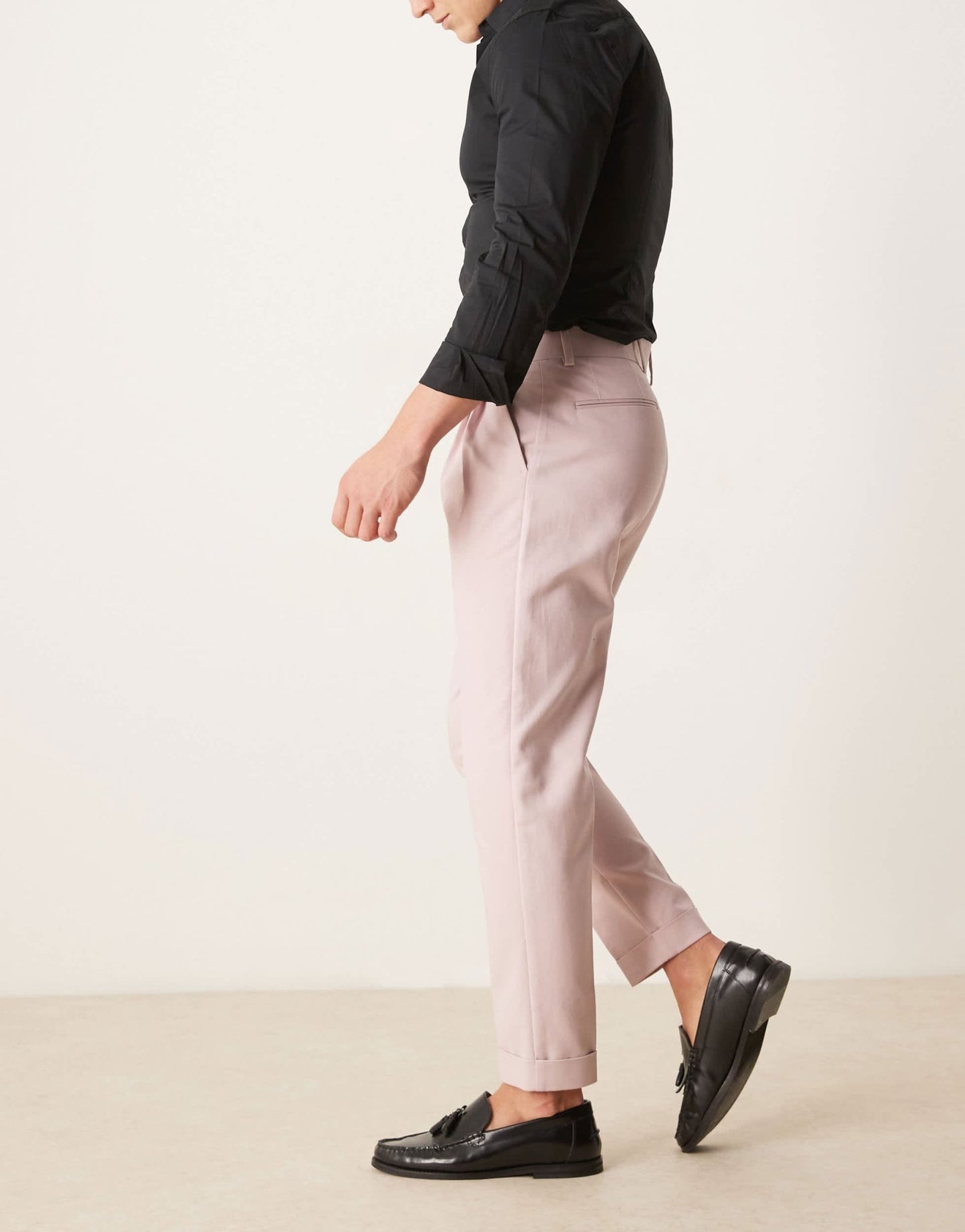ASOS DESIGN smart tapered cotton chino trousers in dusty pink - ASOS Sample Sale