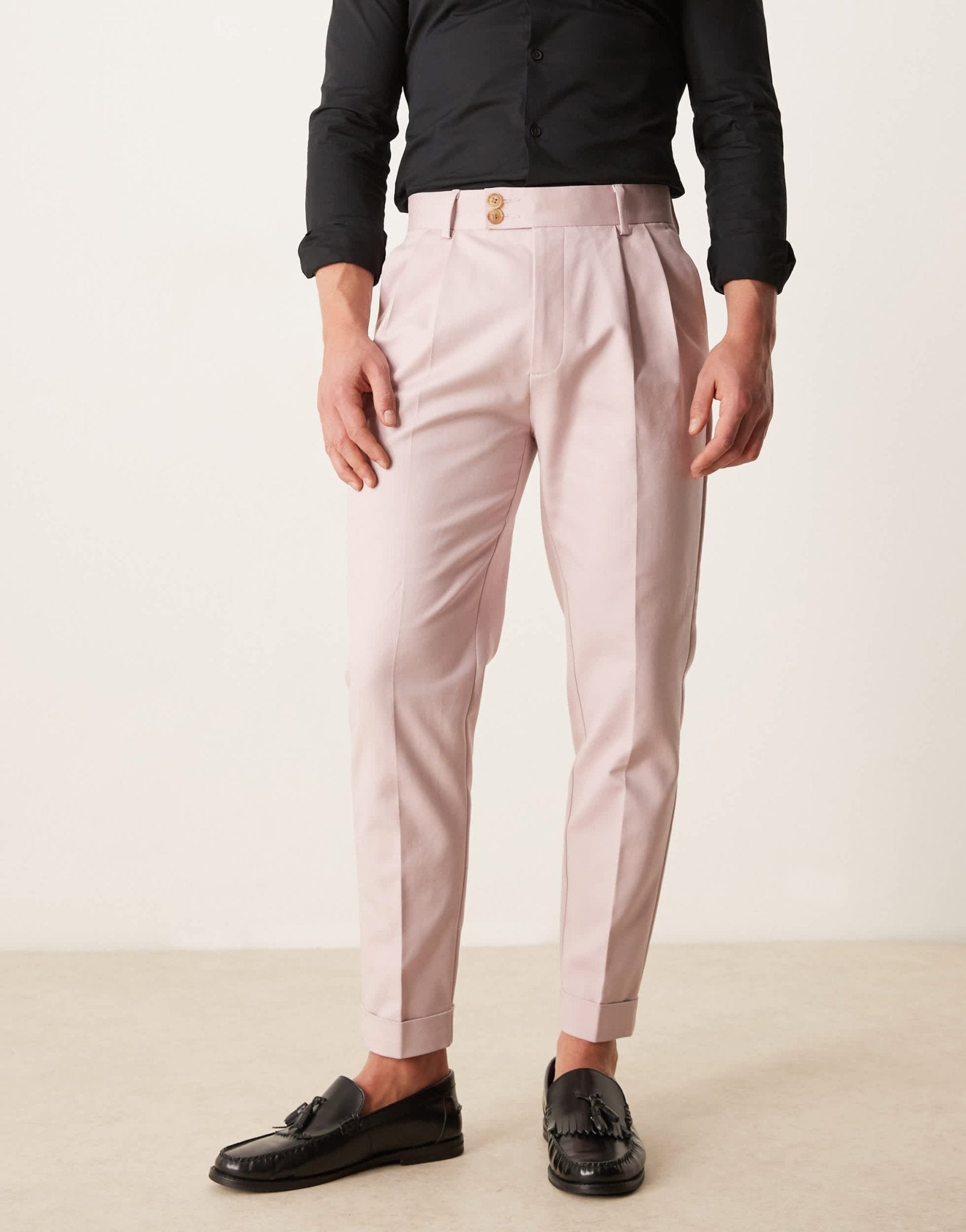 ASOS DESIGN smart tapered cotton chino trousers in dusty pink - ASOS Sample Sale