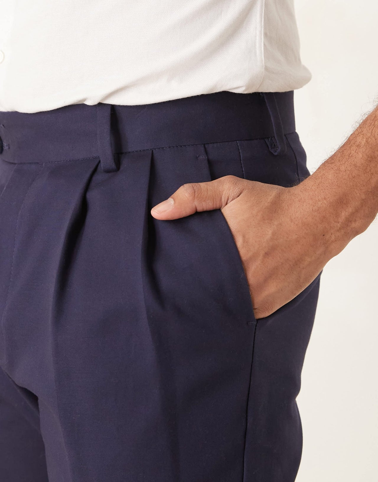 ASOS DESIGN smart tapered cotton chino trousers in navy - ASOS Sample Sale