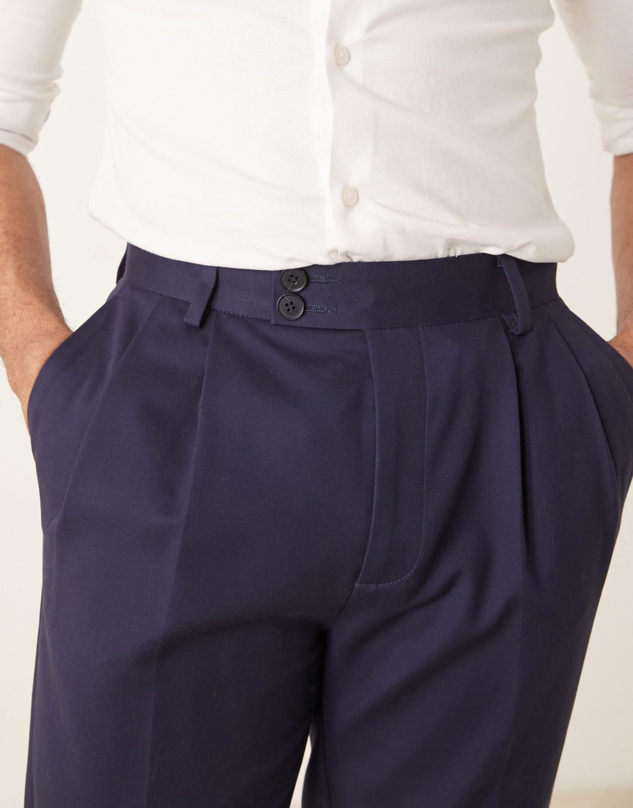 ASOS DESIGN smart tapered cotton chino trousers in navy - ASOS Sample Sale