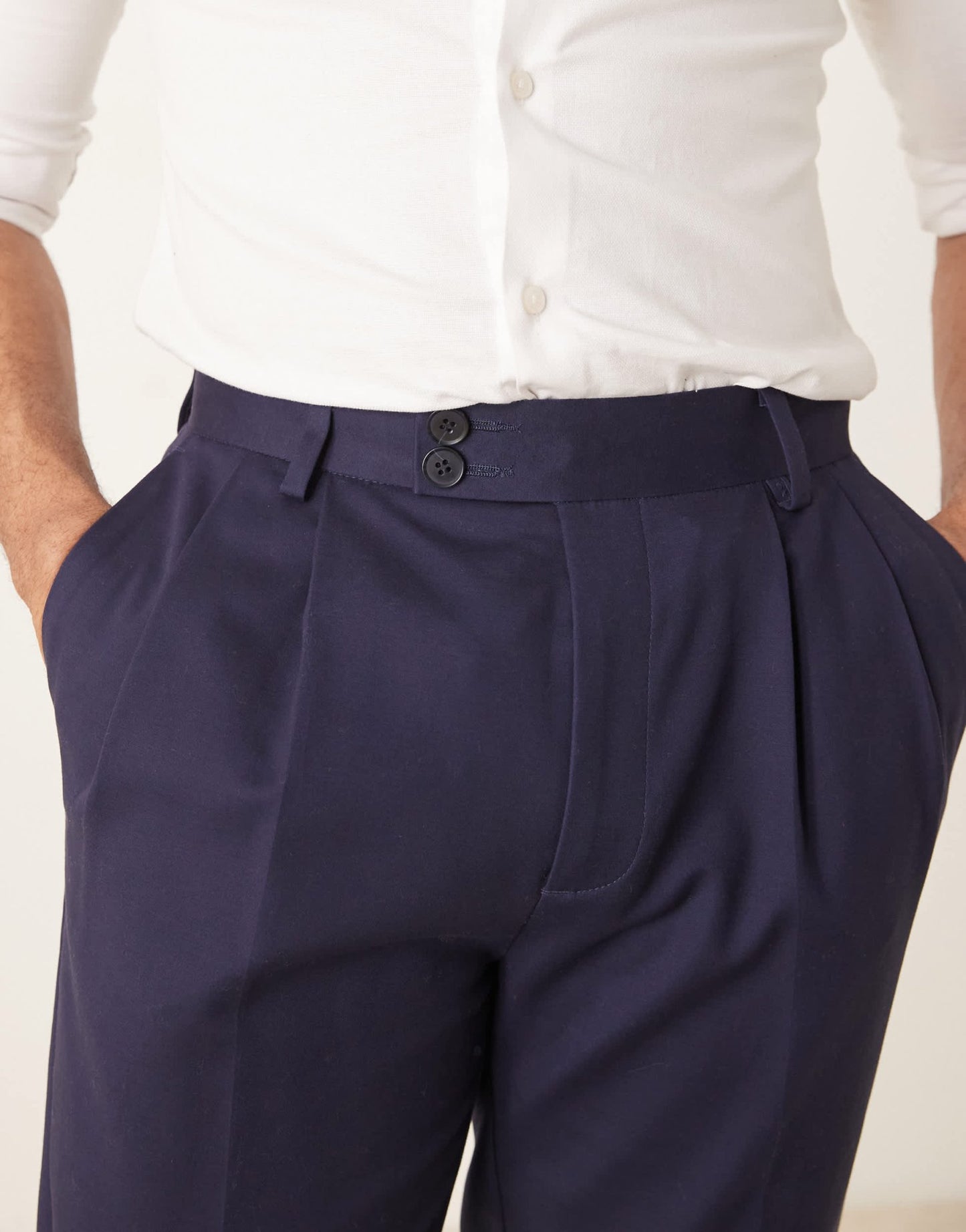 ASOS DESIGN smart tapered cotton chino trousers in navy - ASOS Sample Sale