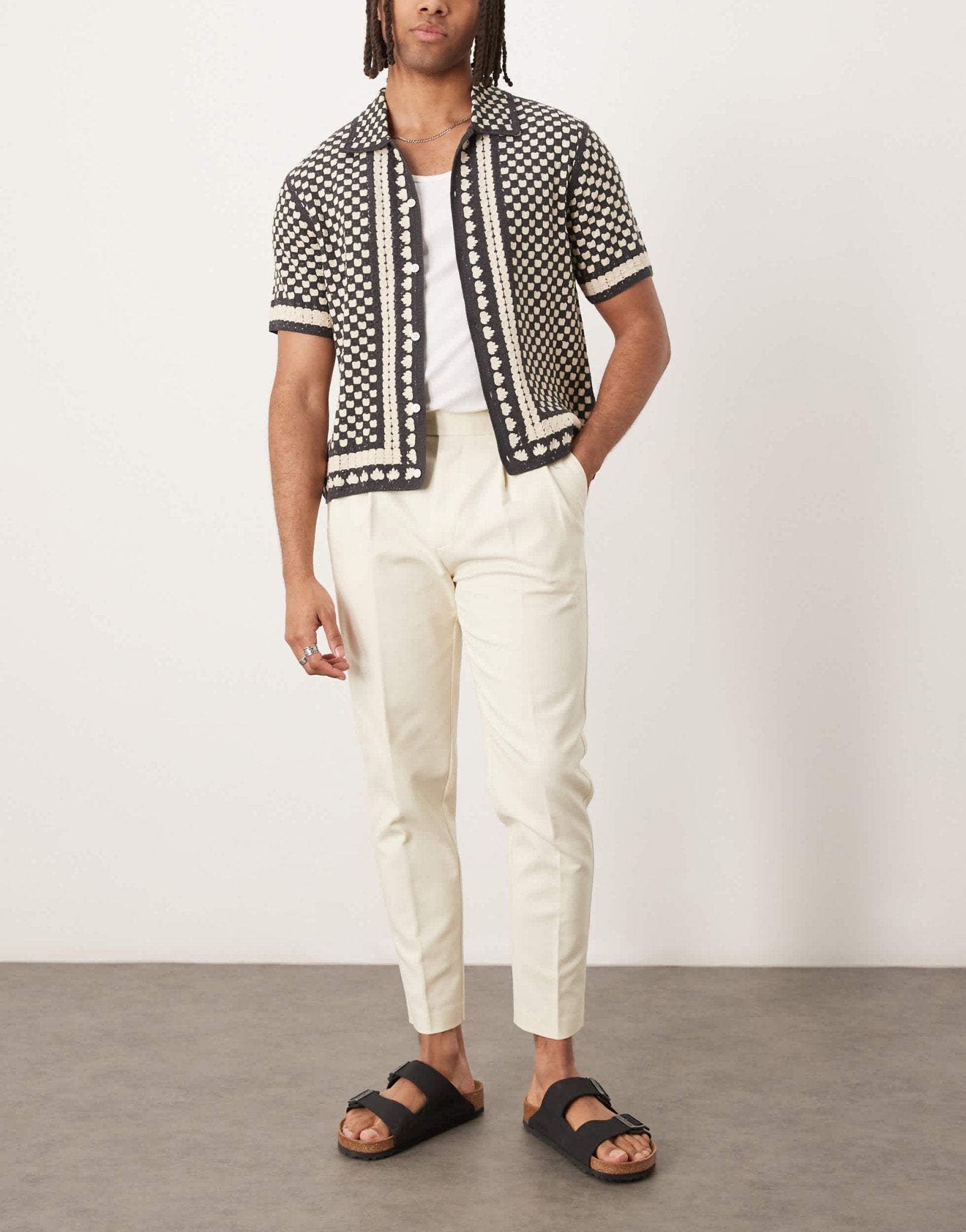 ASOS DESIGN smart tapered cotton chino trousers in white - ASOS Sample Sale