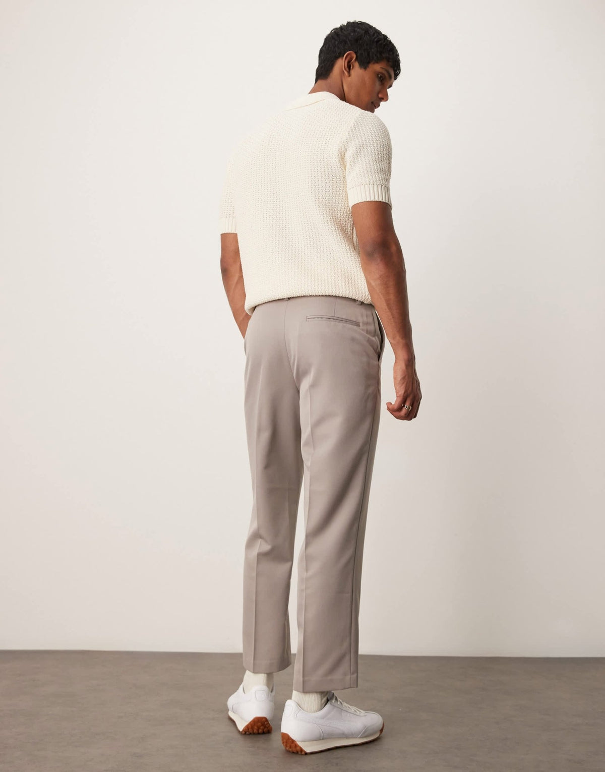 ASOS DESIGN smart tapered cropped trousers in dark stone - ASOS Sample Sale