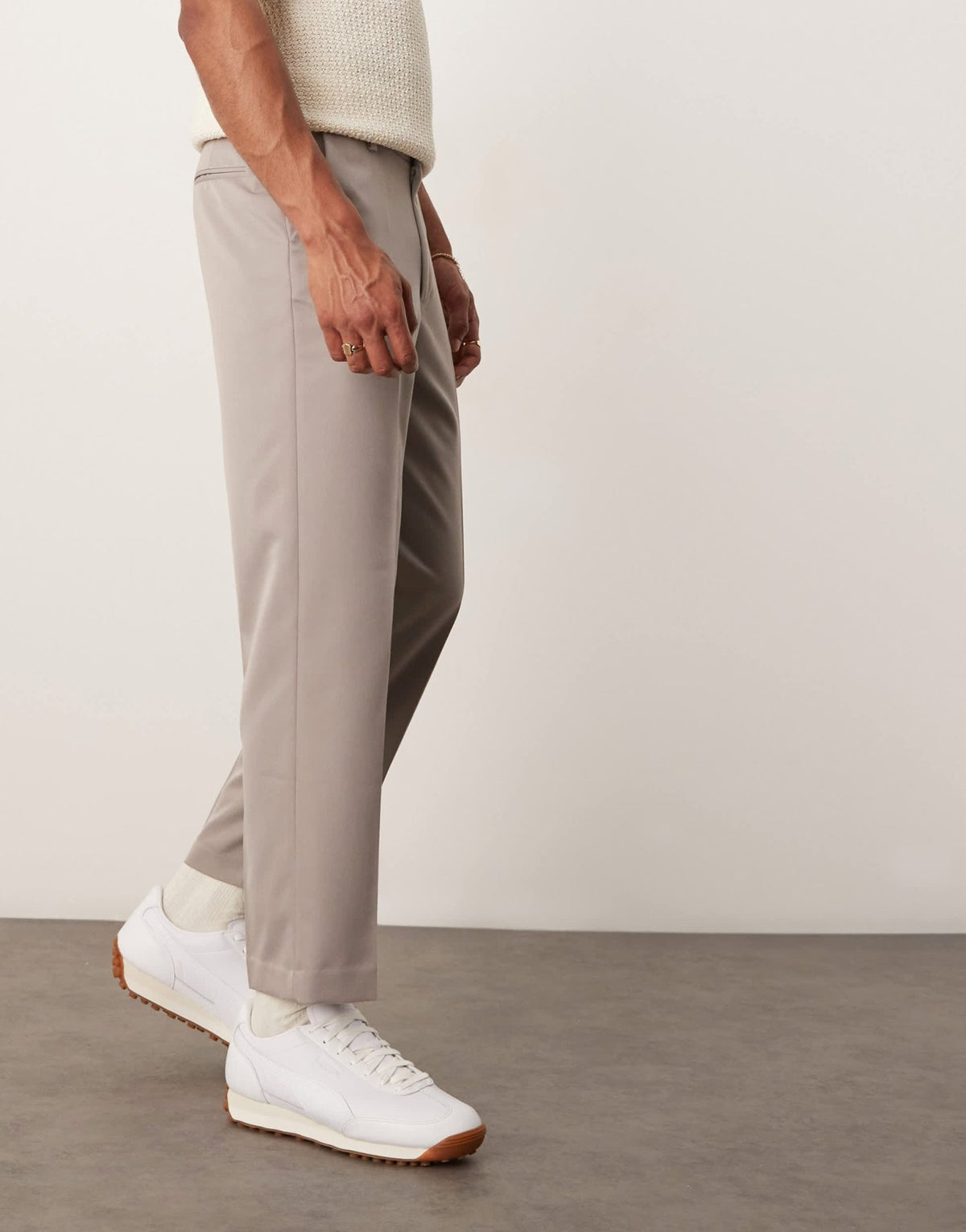 ASOS DESIGN smart tapered cropped trousers in dark stone - ASOS Sample Sale
