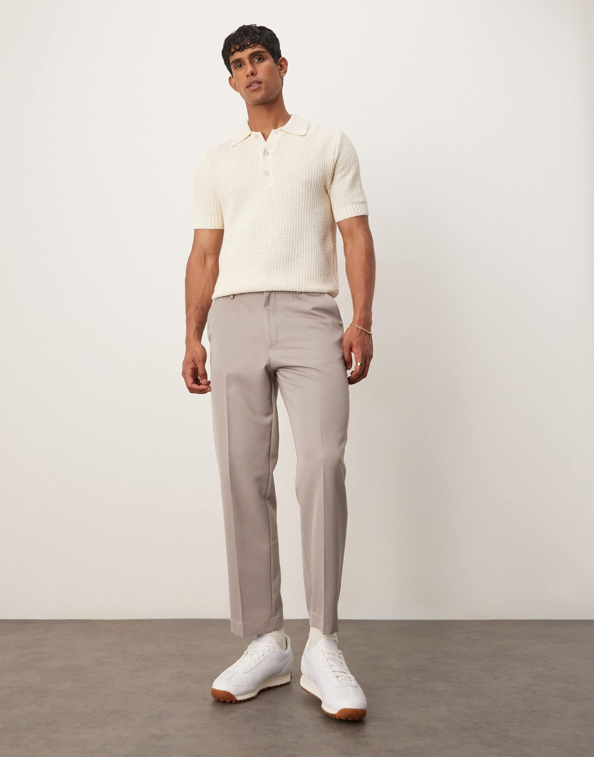 ASOS DESIGN smart tapered cropped trousers in dark stone - ASOS Sample Sale