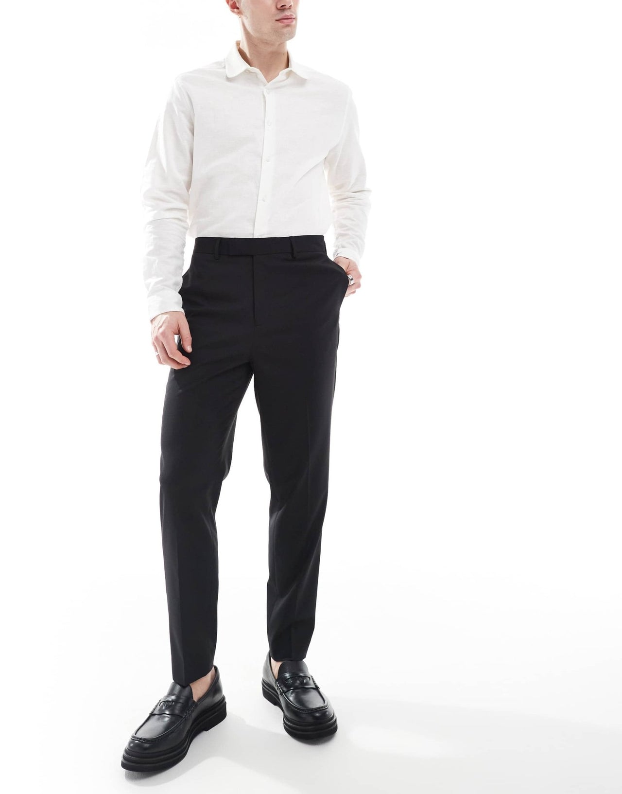 ASOS DESIGN smart tapered fit trousers in black - ASOS Sample Sale