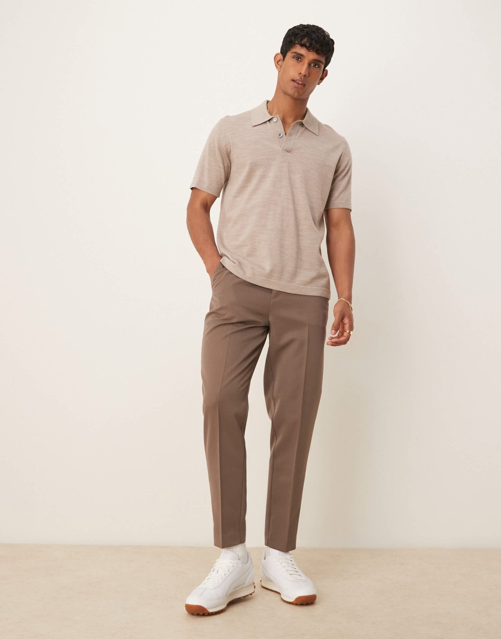 ASOS DESIGN smart tapered fit trousers in brown - ASOS Sample Sale