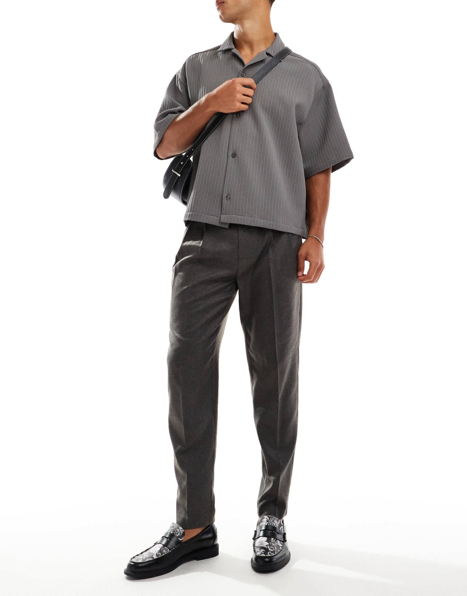 ASOS DESIGN smart tapered fit trousers in brown herringbone - ASOS Sample Sale