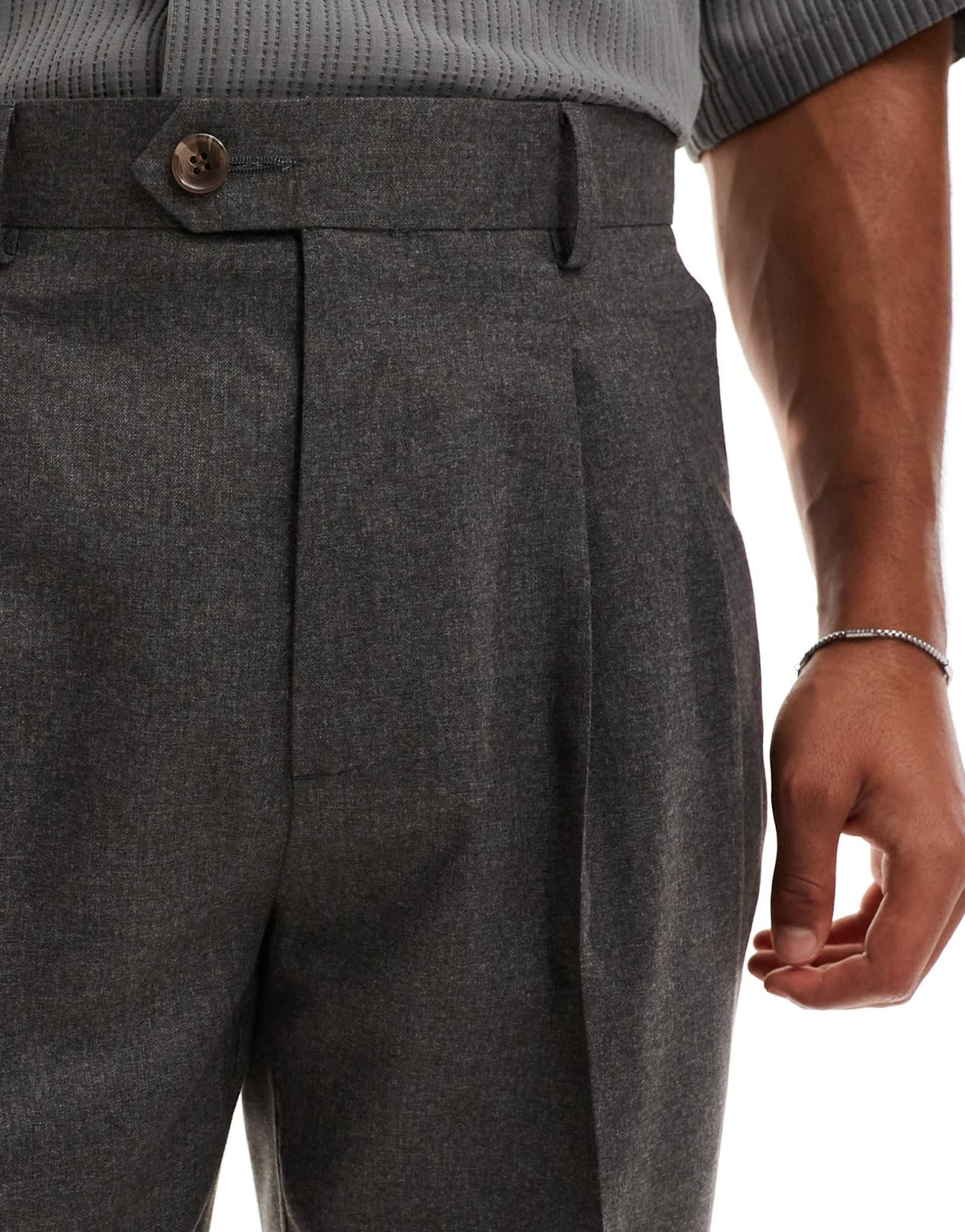 ASOS DESIGN smart tapered fit trousers in brown herringbone - ASOS Sample Sale
