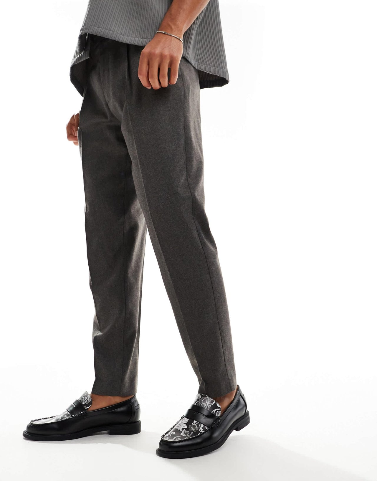 ASOS DESIGN smart tapered fit trousers in brown herringbone - ASOS Sample Sale