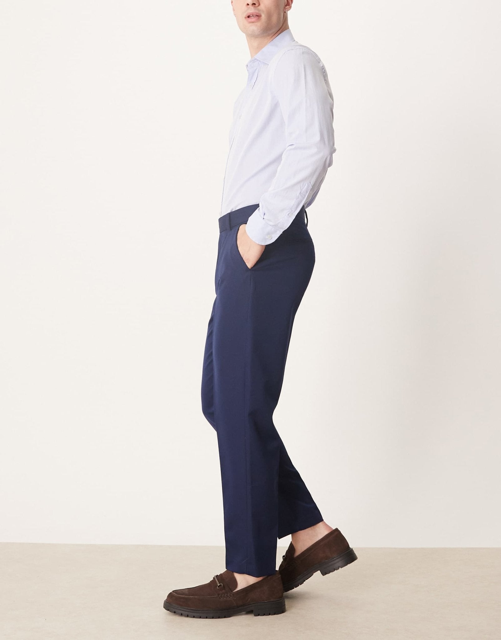 ASOS DESIGN smart tapered fit trousers in navy - ASOS Sample Sale