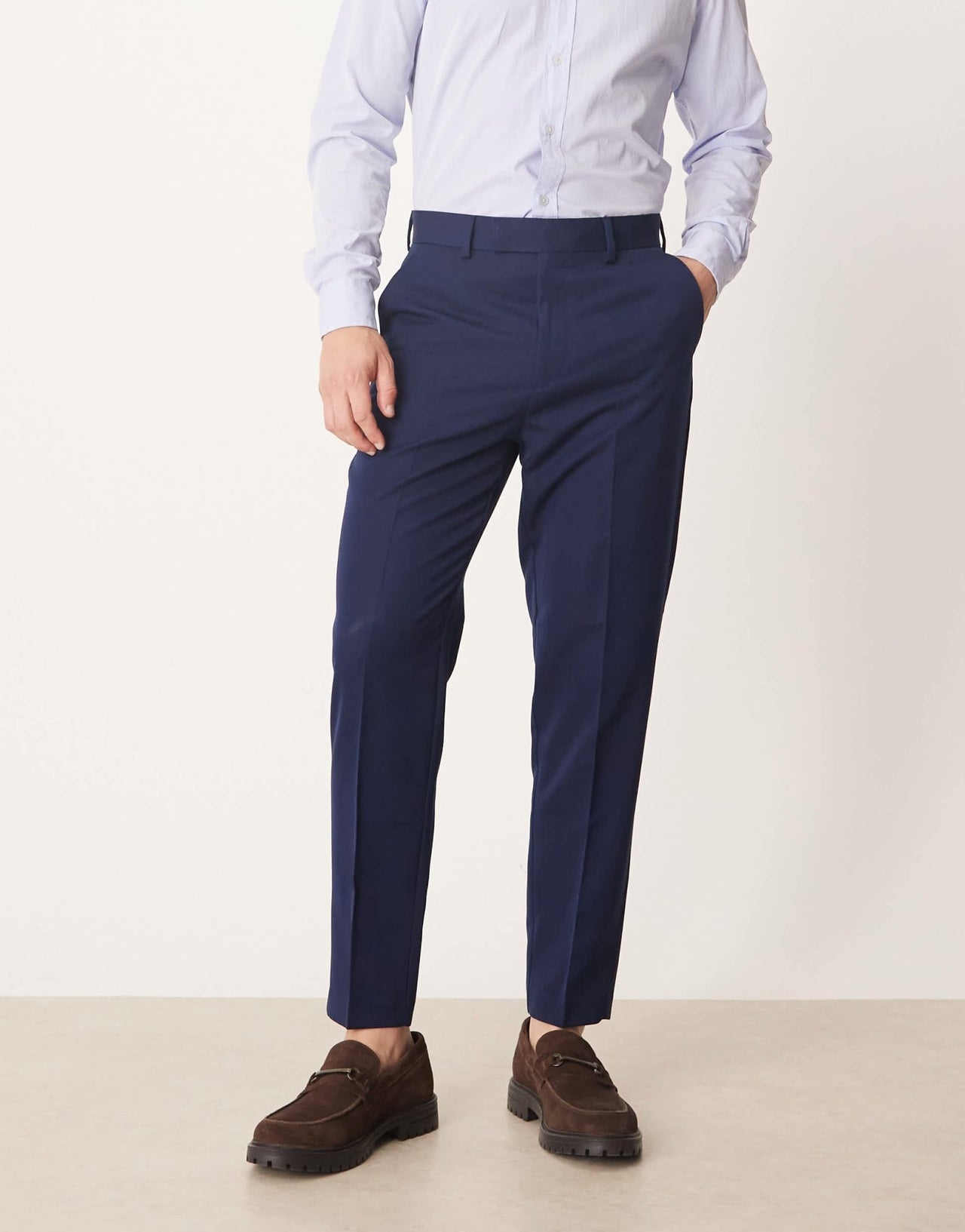 ASOS DESIGN smart tapered fit trousers in navy - ASOS Sample Sale