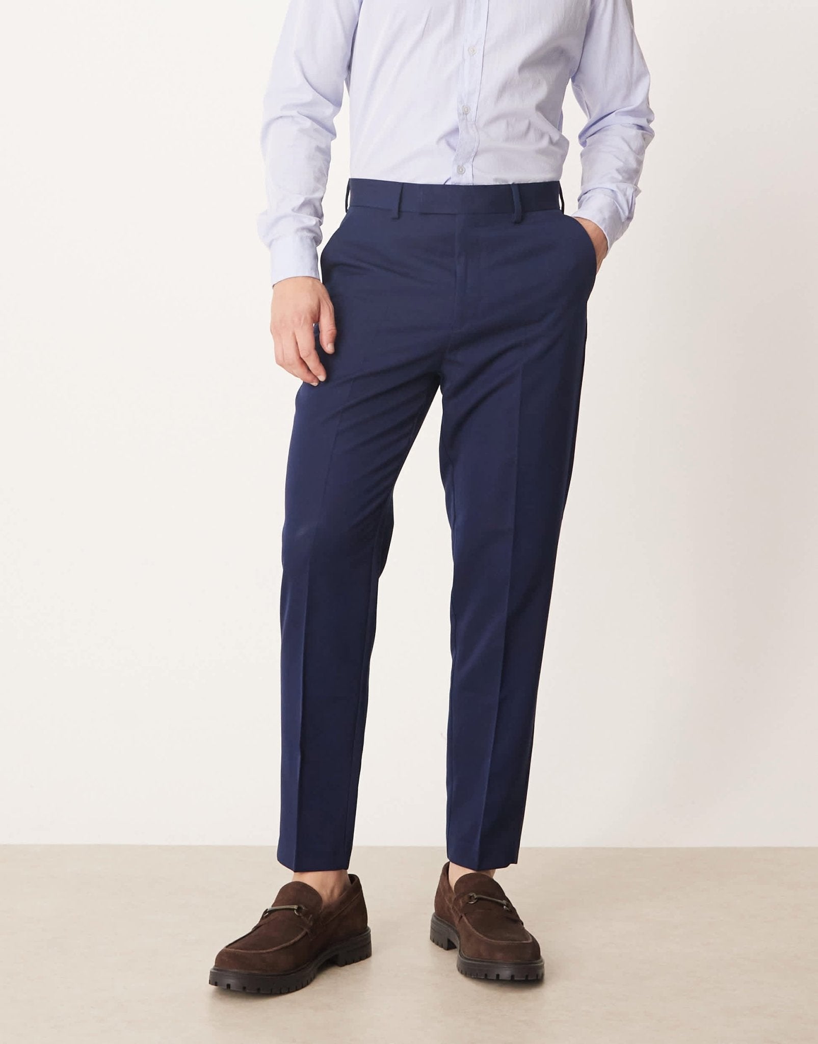 ASOS DESIGN smart tapered fit trousers in navy - ASOS Sample Sale