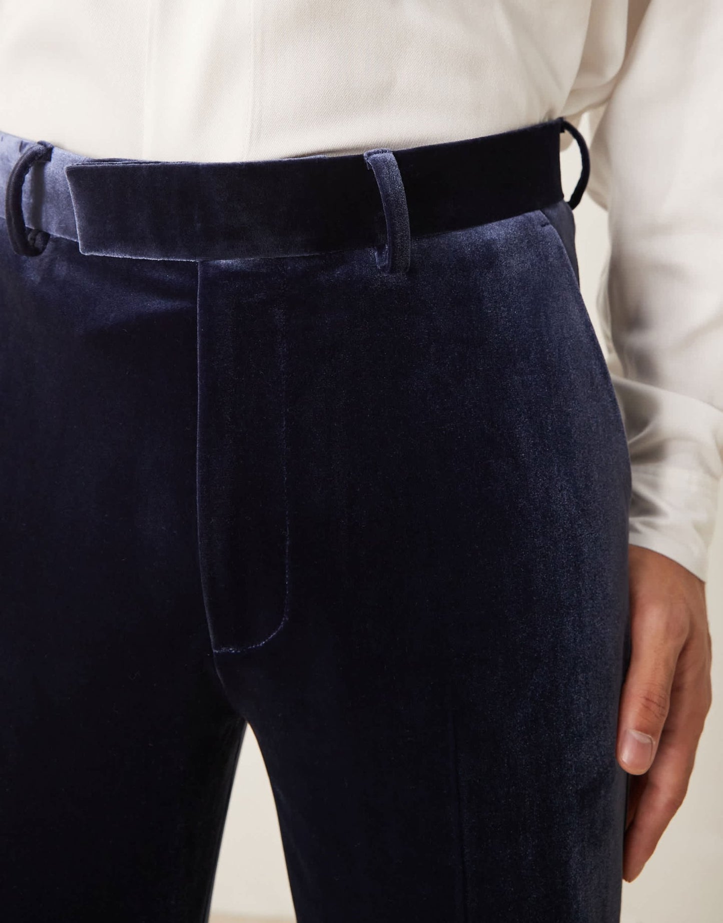 ASOS DESIGN smart tapered fit velvet trousers in navy - ASOS Sample Sale