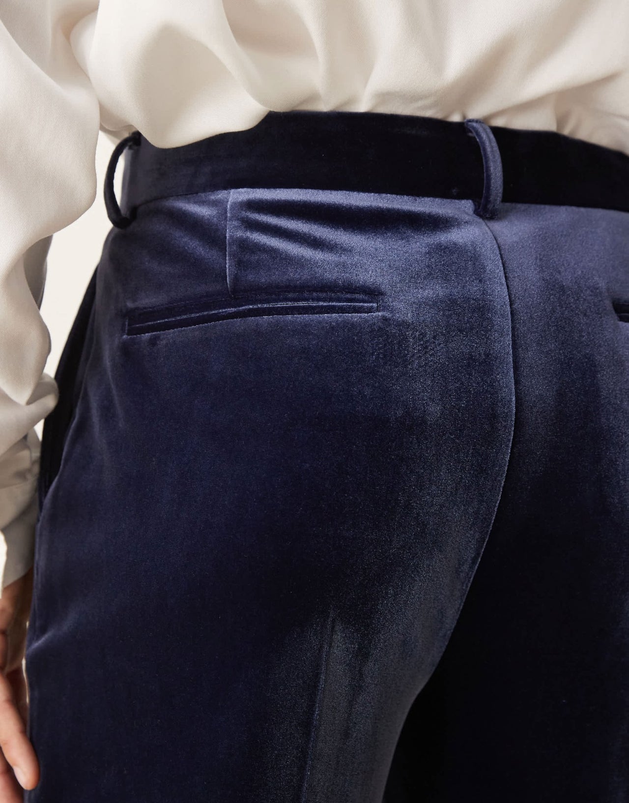 ASOS DESIGN smart tapered fit velvet trousers in navy - ASOS Sample Sale