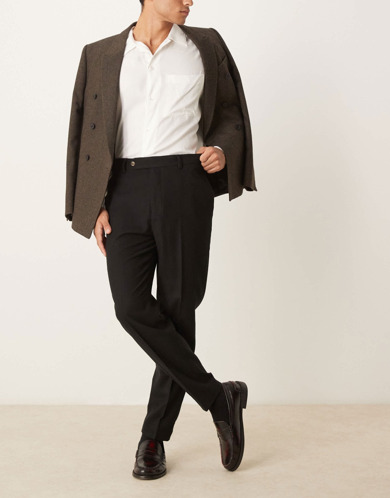 ASOS DESIGN smart tapered fit wool mix trousers in black - ASOS Sample Sale