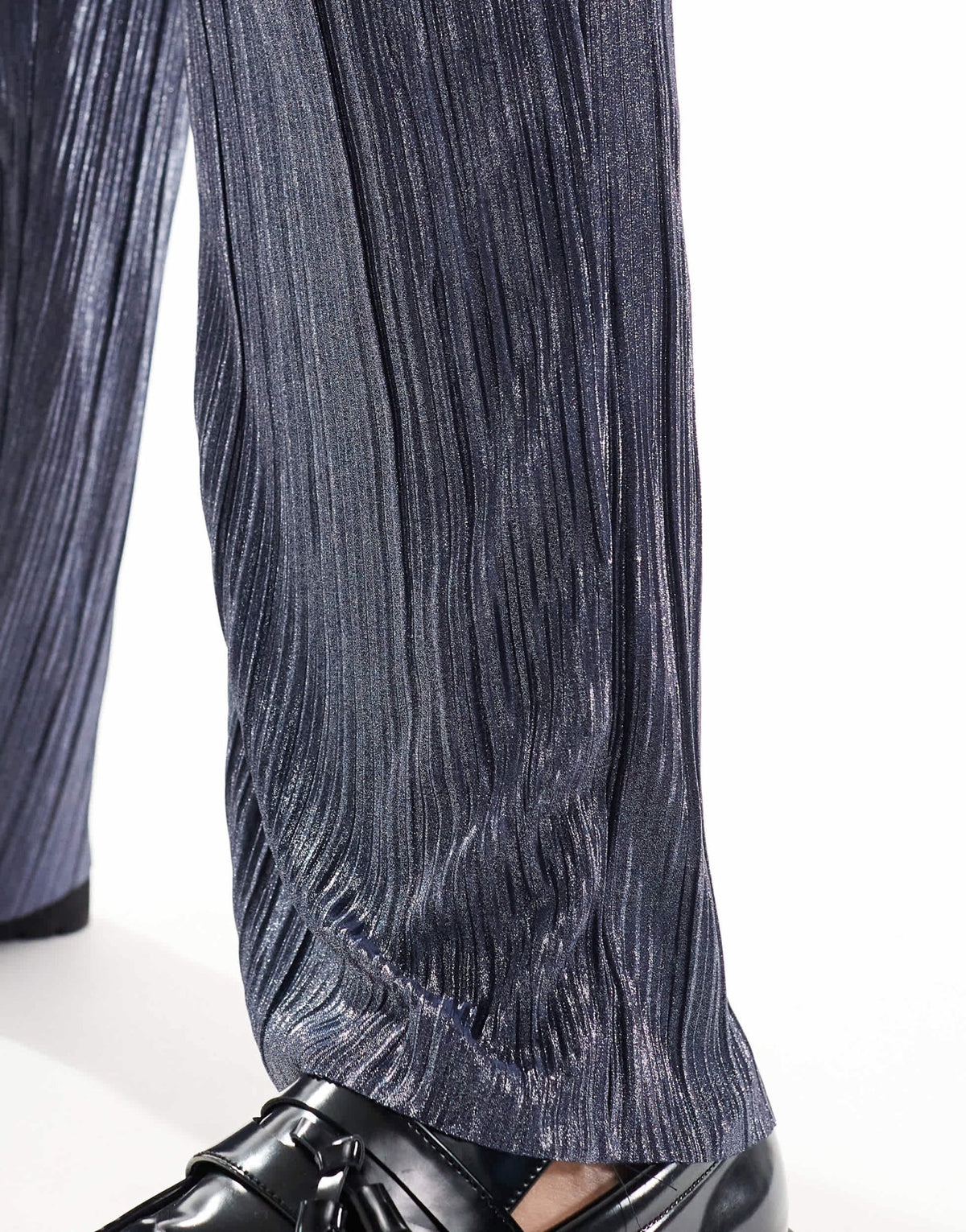 ASOS DESIGN smart tapered trouser in blue metallic plisse - ASOS Sample Sale