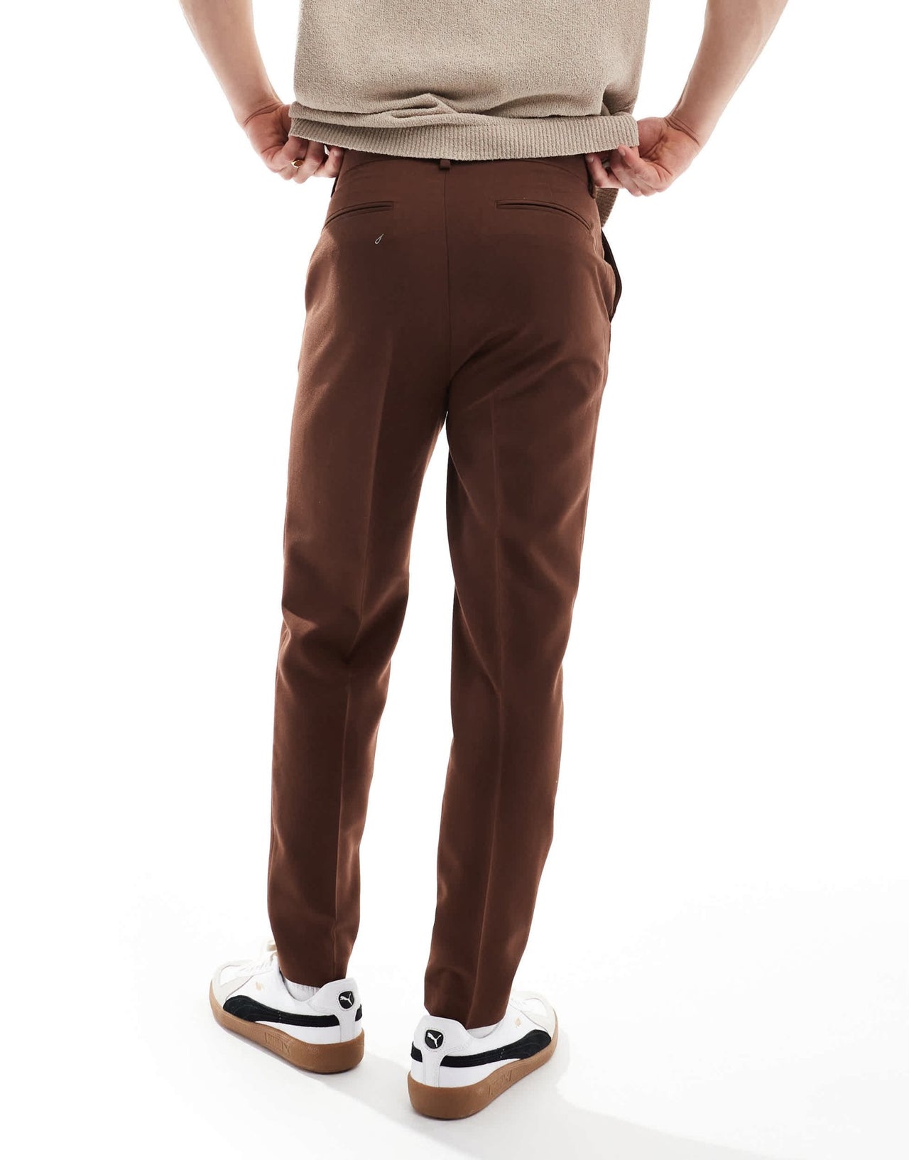 ASOS DESIGN smart tapered trousers in brown - ASOS Sample Sale