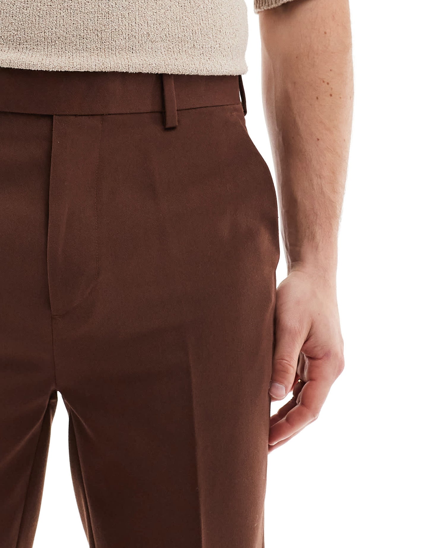 ASOS DESIGN smart tapered trousers in brown - ASOS Sample Sale