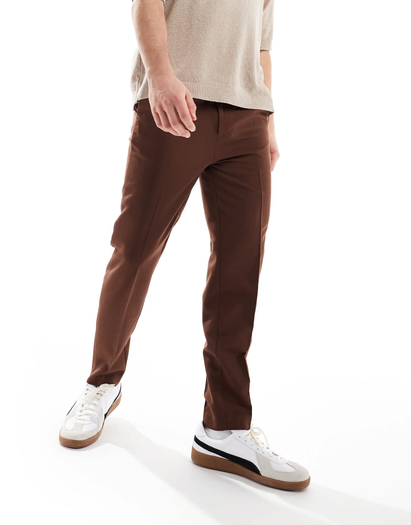 ASOS DESIGN smart tapered trousers in brown - ASOS Sample Sale