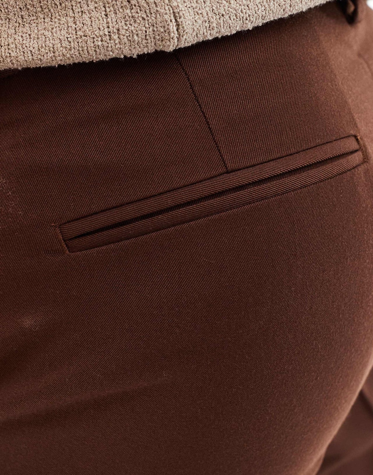 ASOS DESIGN smart tapered trousers in brown - ASOS Sample Sale