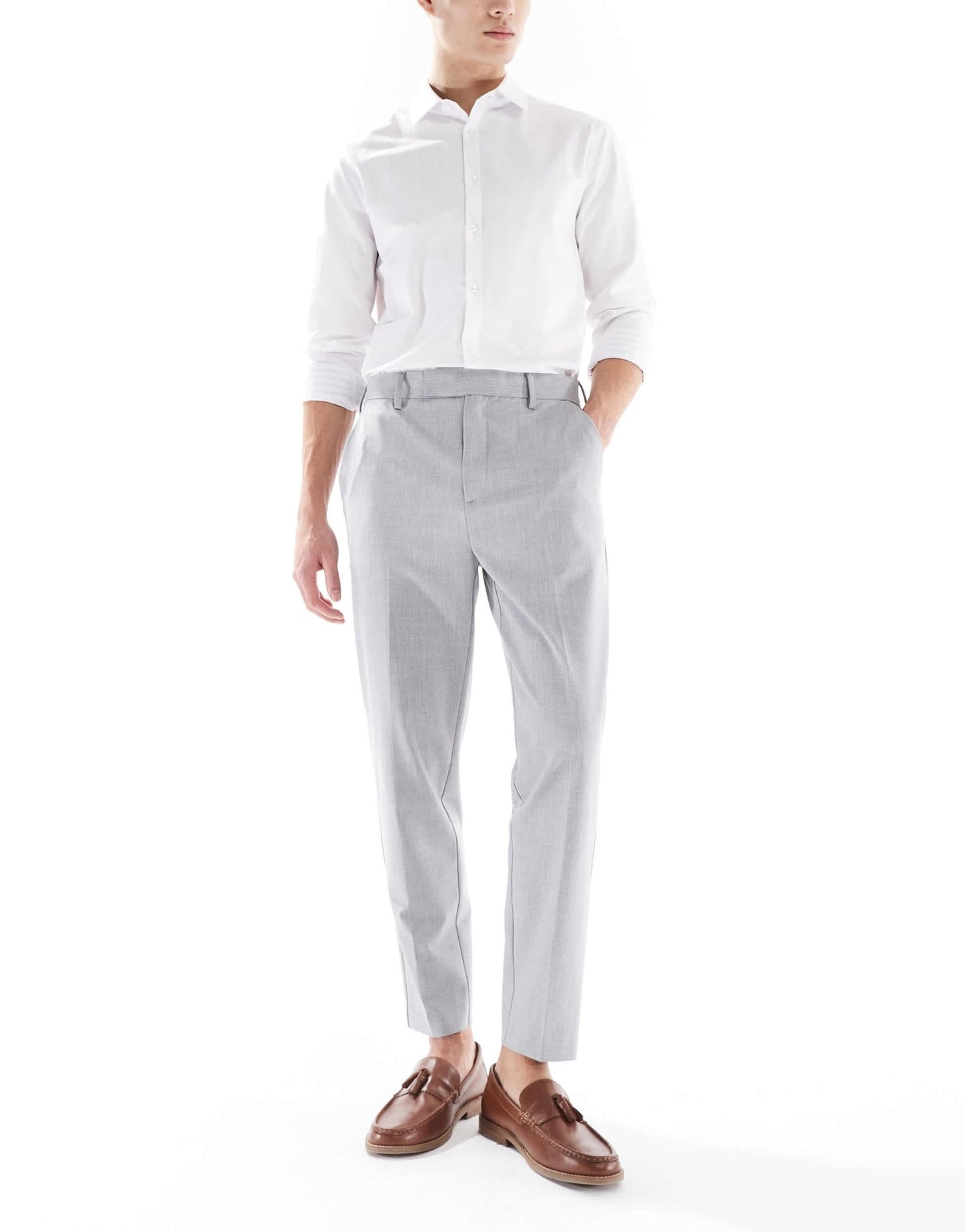 ASOS DESIGN smart tapered trousers in light grey - ASOS Sample Sale