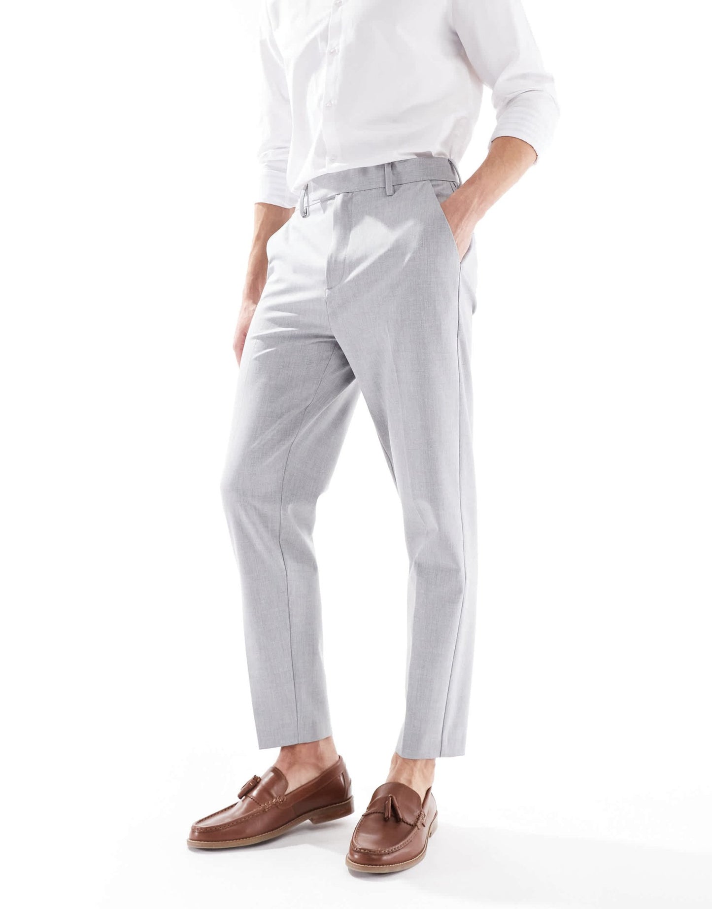 ASOS DESIGN smart tapered trousers in light grey - ASOS Sample Sale