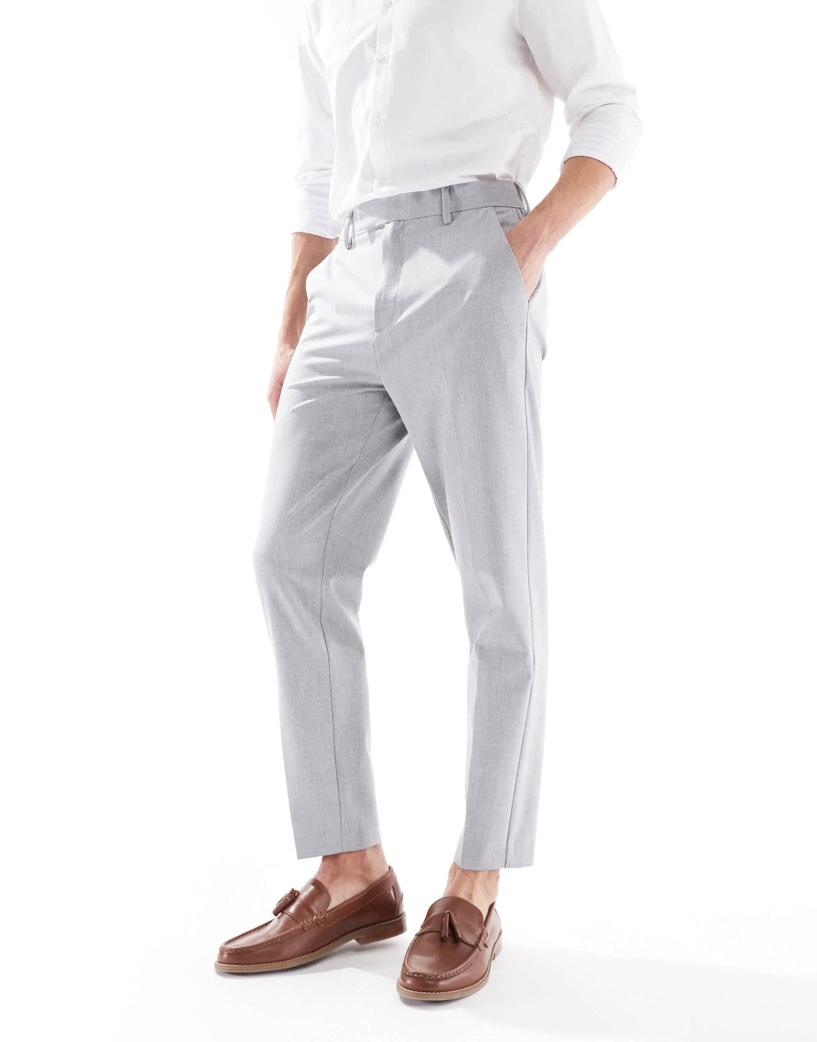ASOS DESIGN smart tapered trousers in light grey - ASOS Sample Sale